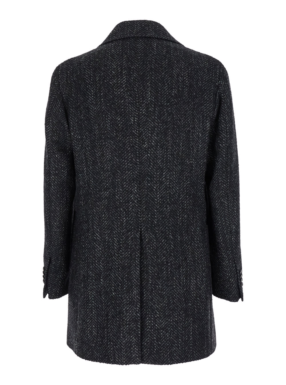 Shop Tagliatore Peacot Grey Short Double-breasted Coat In Wool Blend Man