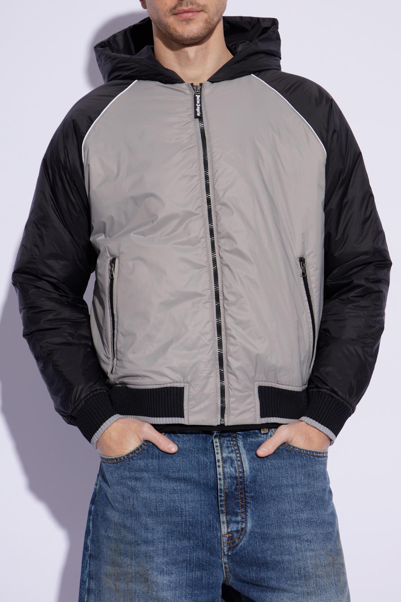 Palm Angels Hooded Jacket In Grigio