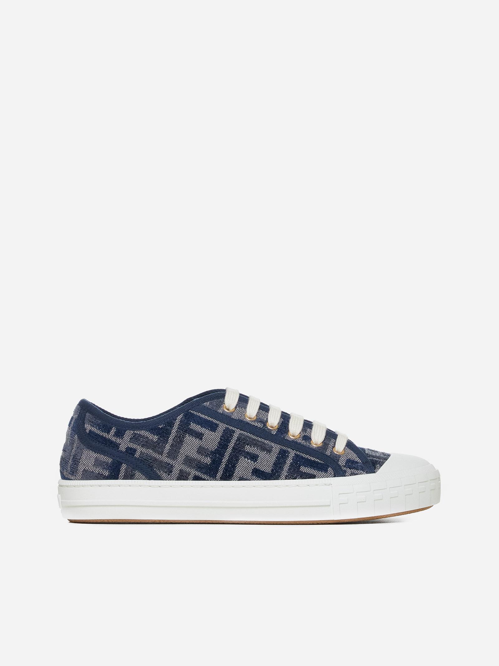 Shop Fendi Domino Ff Canvas Sneakers In Blu