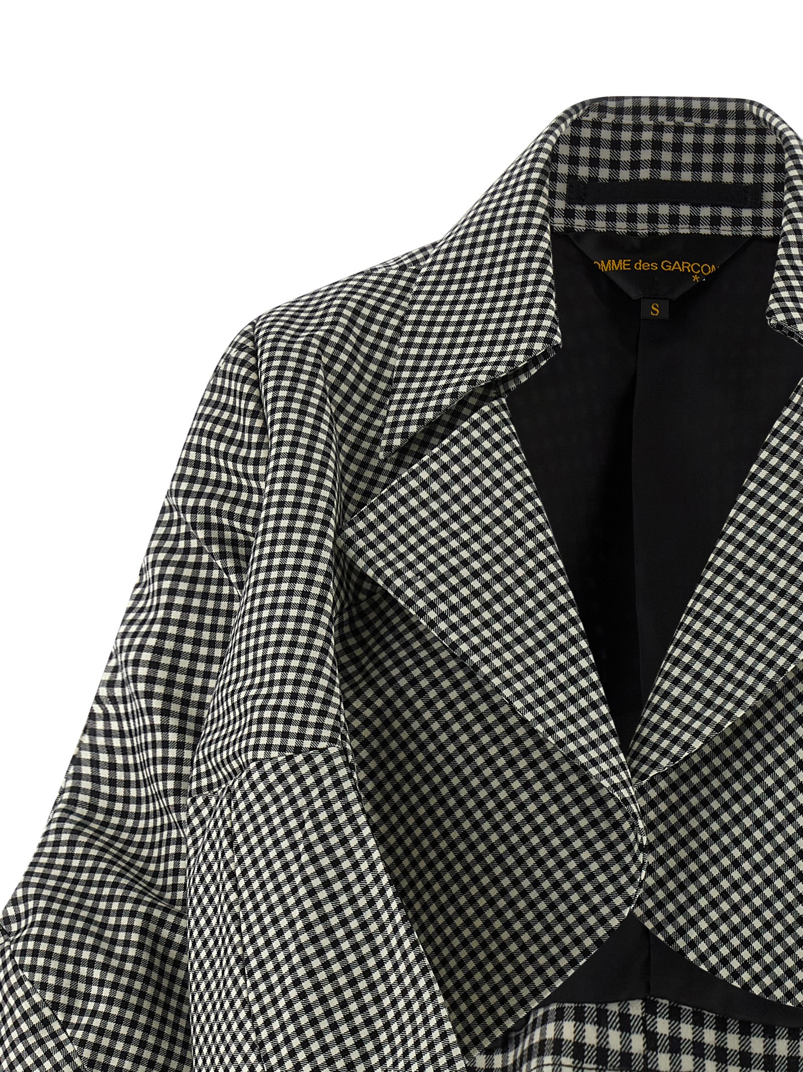 Comme Des Garçons Vichy Patterned Wool Shrug With Dramatic Ruffled Sleeves In Multi