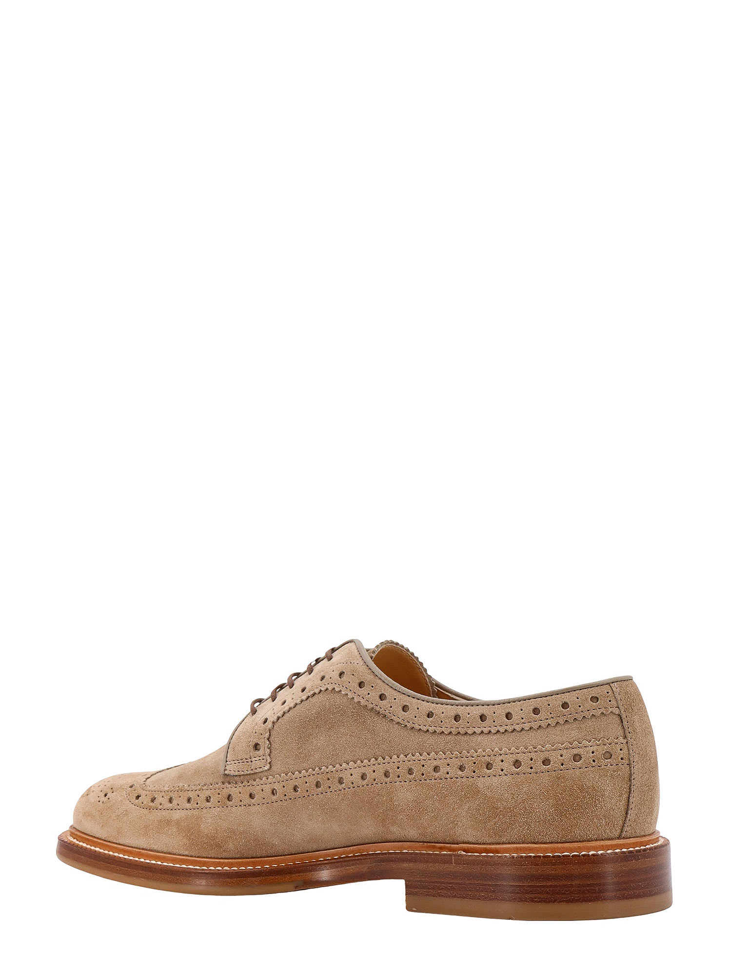Shop Brunello Cucinelli Longwing Brouge Lace-up Shoe In Beige