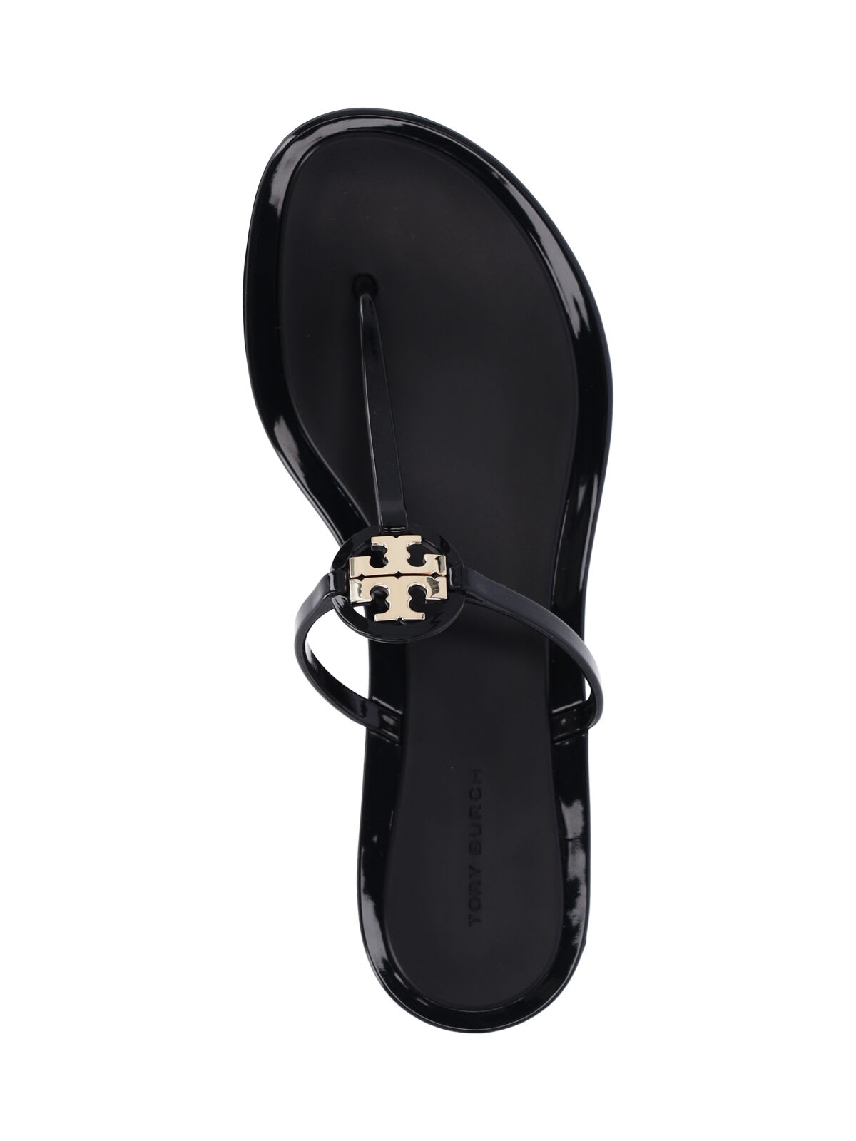 Tory Burch Black Leather Mini Miller Thong Slippers In Black
