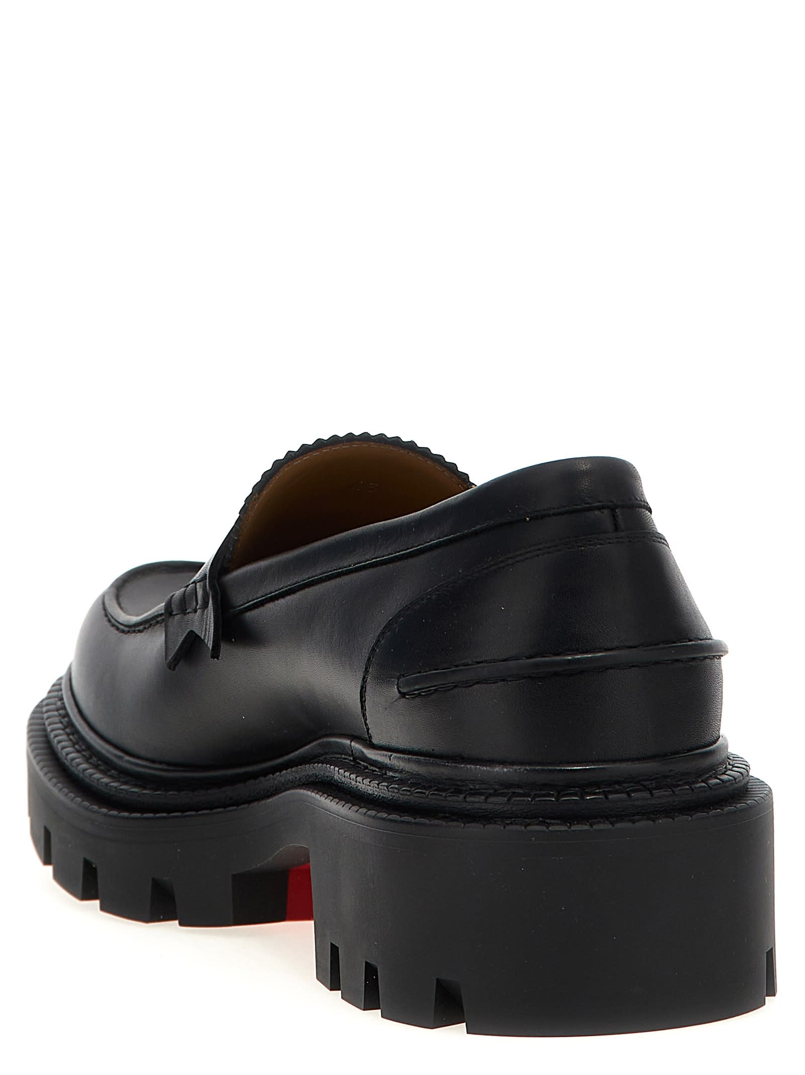 Christian Louboutin College Bow Chunky Round Toe Loafers In Black