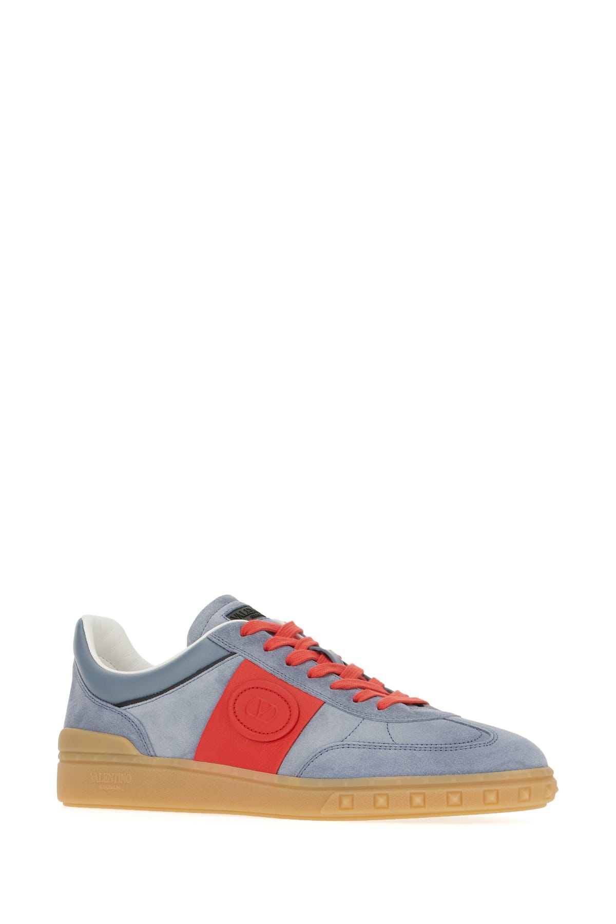 Valentino Garavani Men Upvillage Low Top Sneaker In Split Leather And Calfskin Nappa Leather In Grigio