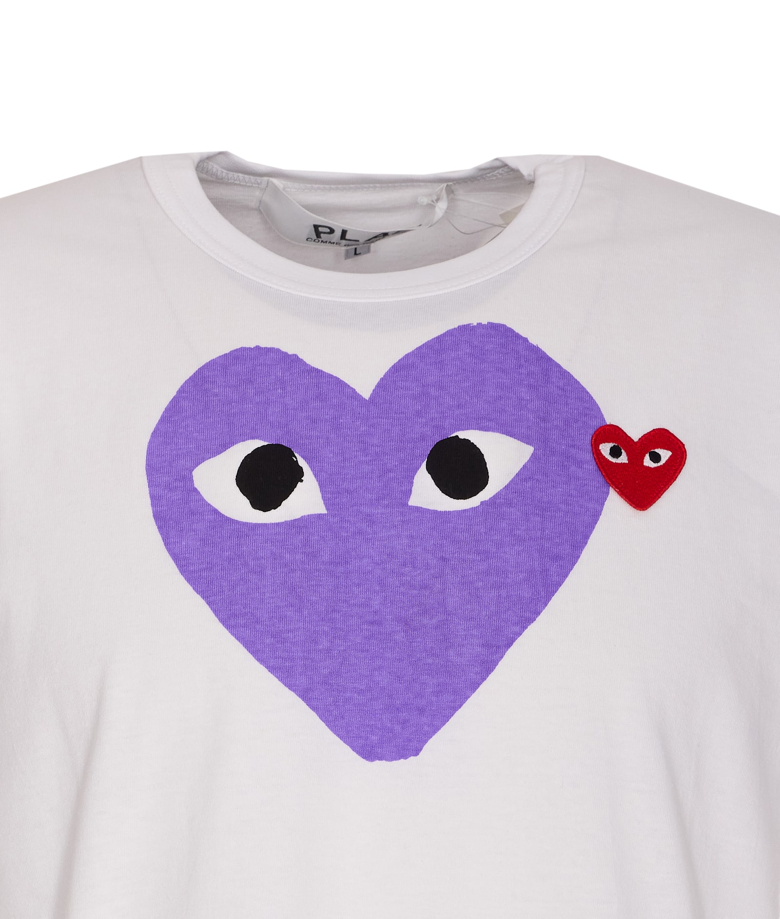 Comme Des Garçons Play Printed T-shirt And Logo Patch In White