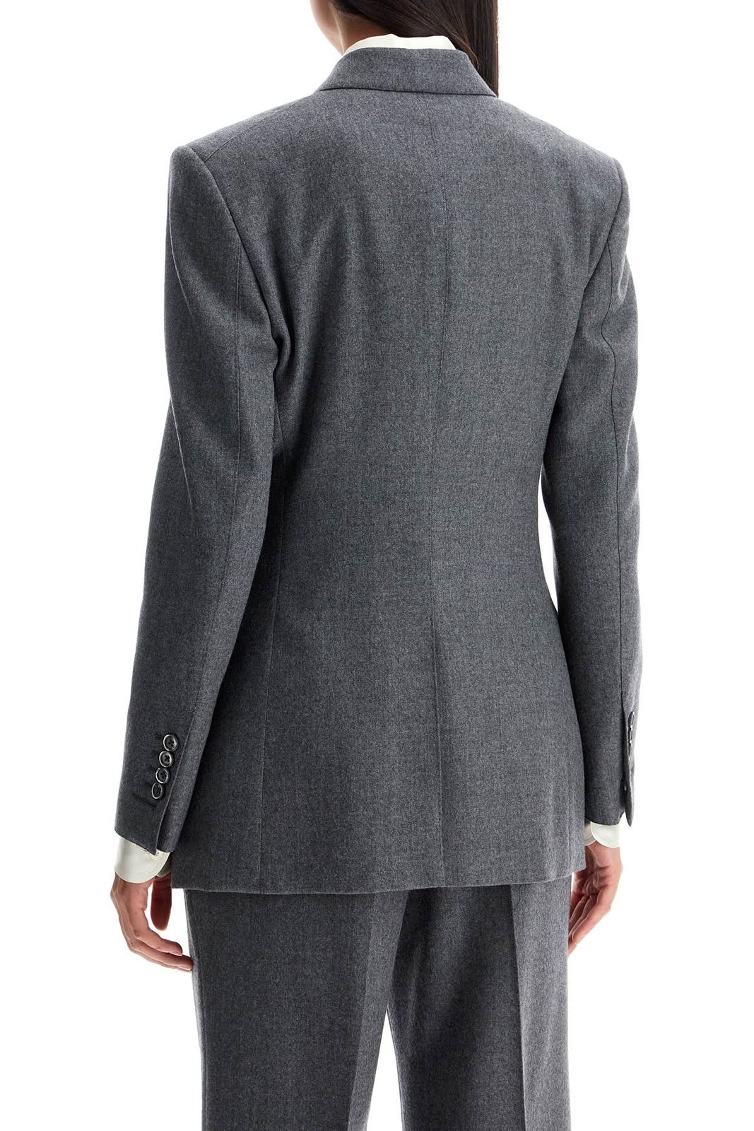 Shop Tom Ford Dart Detailed Double-breasted Blazer In Grey Melange