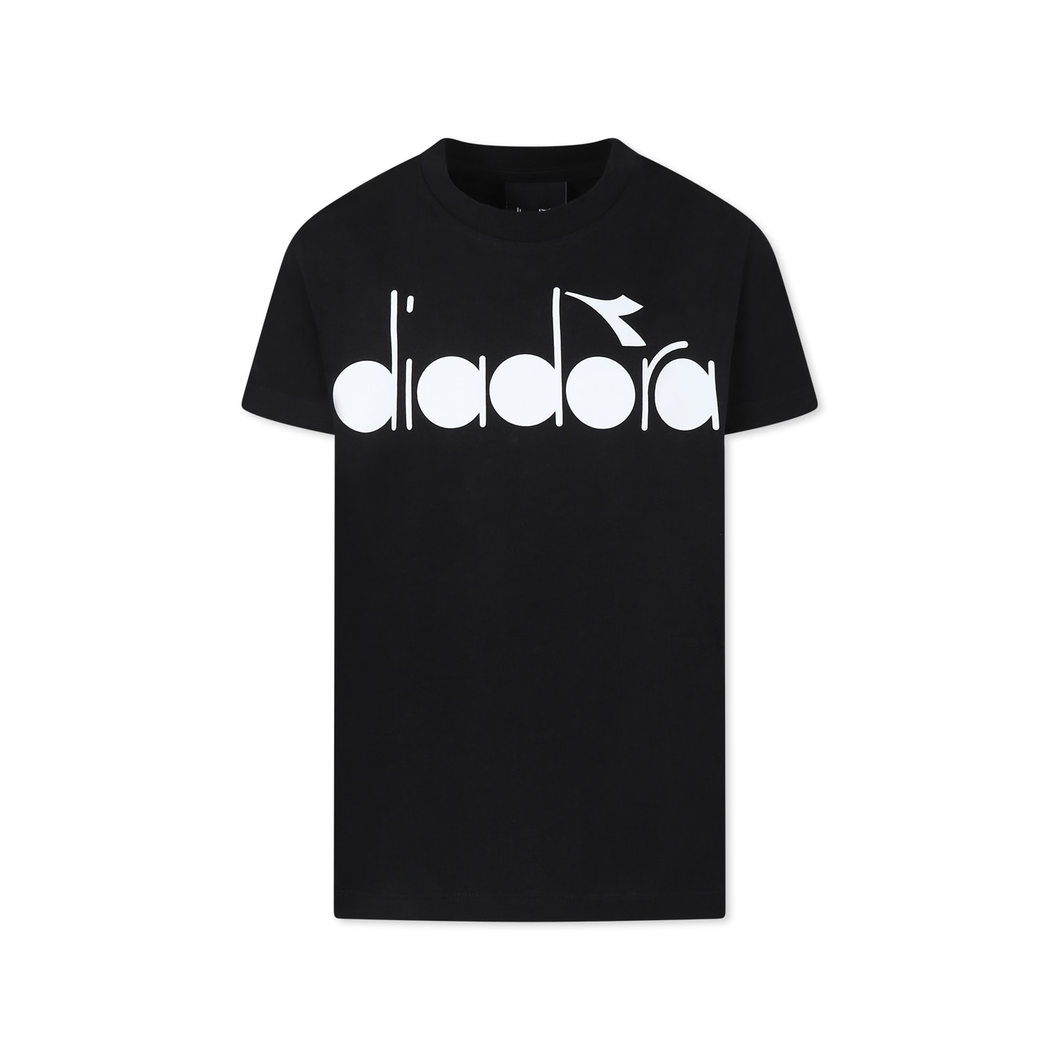 Shop Diadora Black T-shirt For Boy With Logo