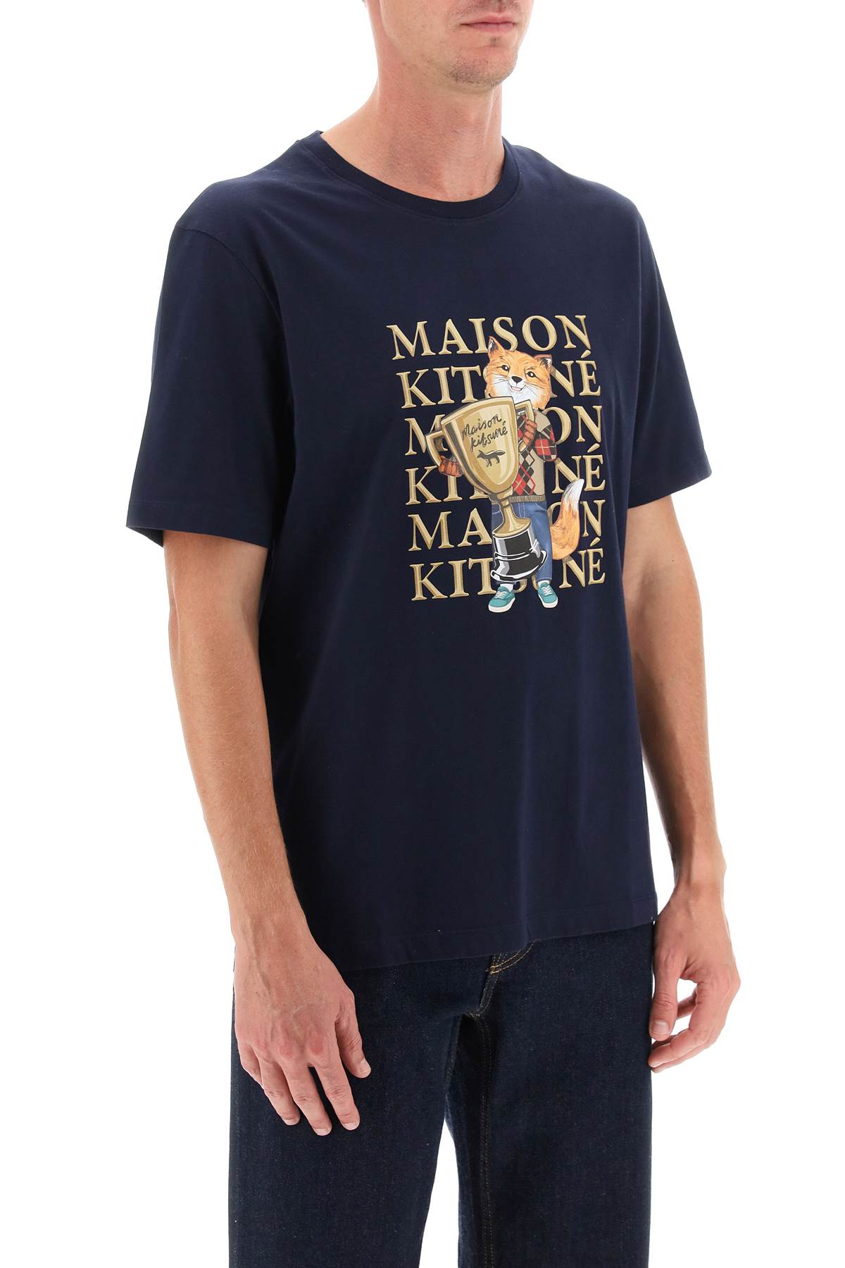Shop Maison Kitsuné Fox Champion T-shirt In Navy (blue)