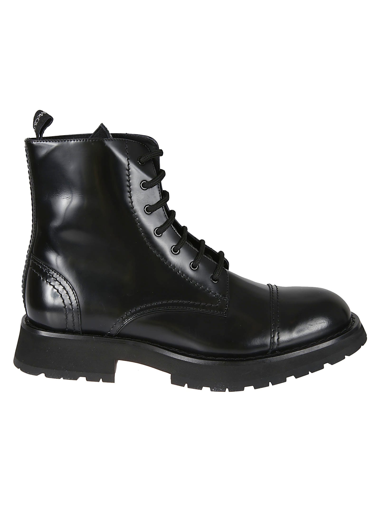Shop Alexander Mcqueen Lace-up Leather Boots In Black