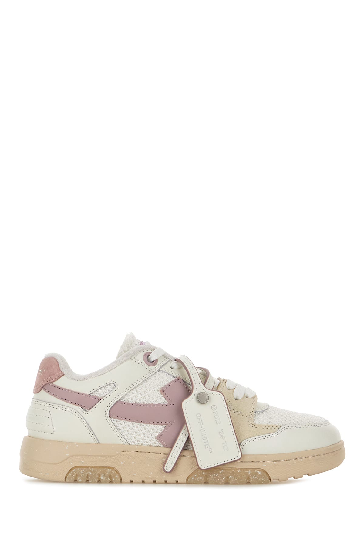 Shop Off-white Two-tone Leather And Polyester Out Off Office Sneakers In White Lilac