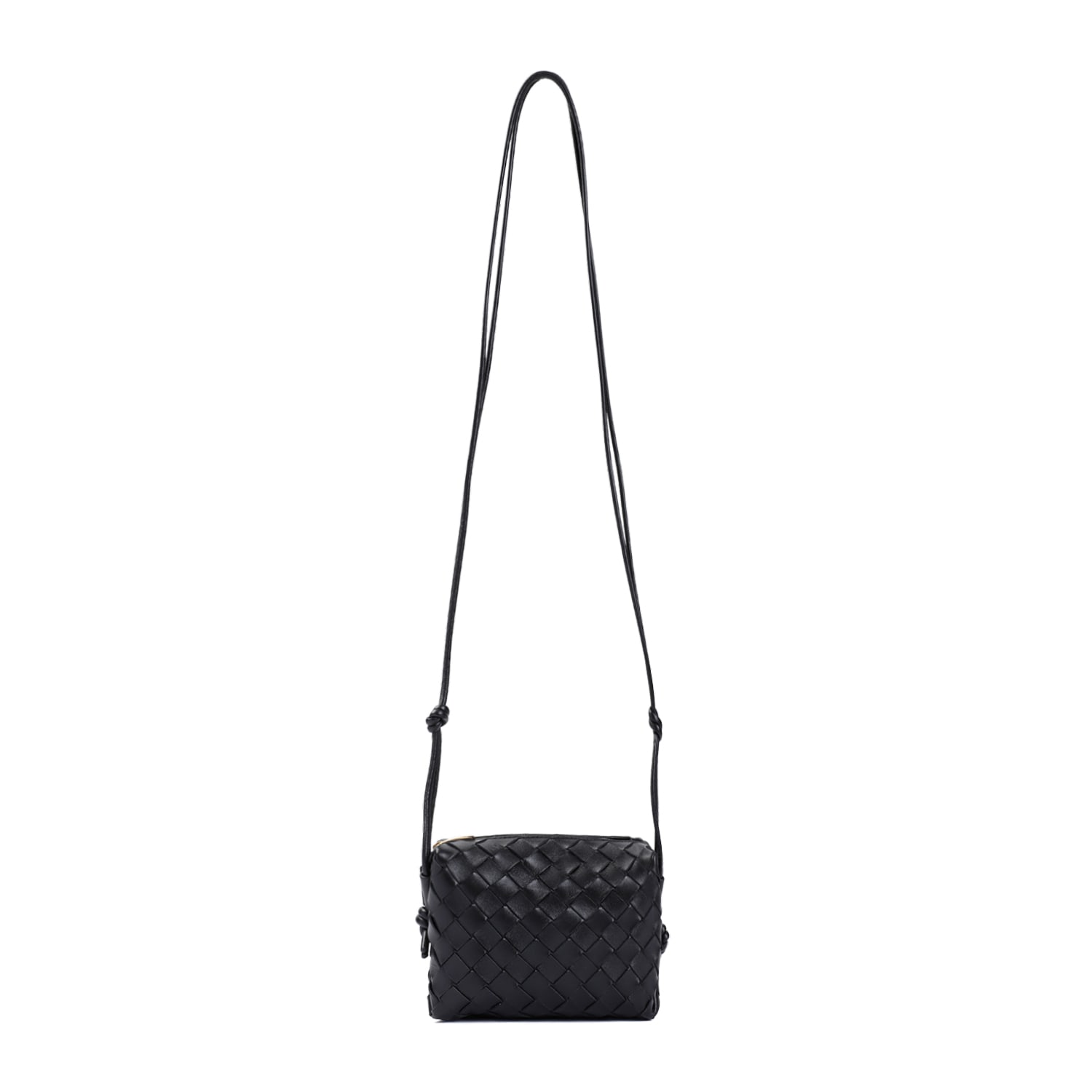 Shop Bottega Veneta Mini Loop Camera Bag In Black Gold