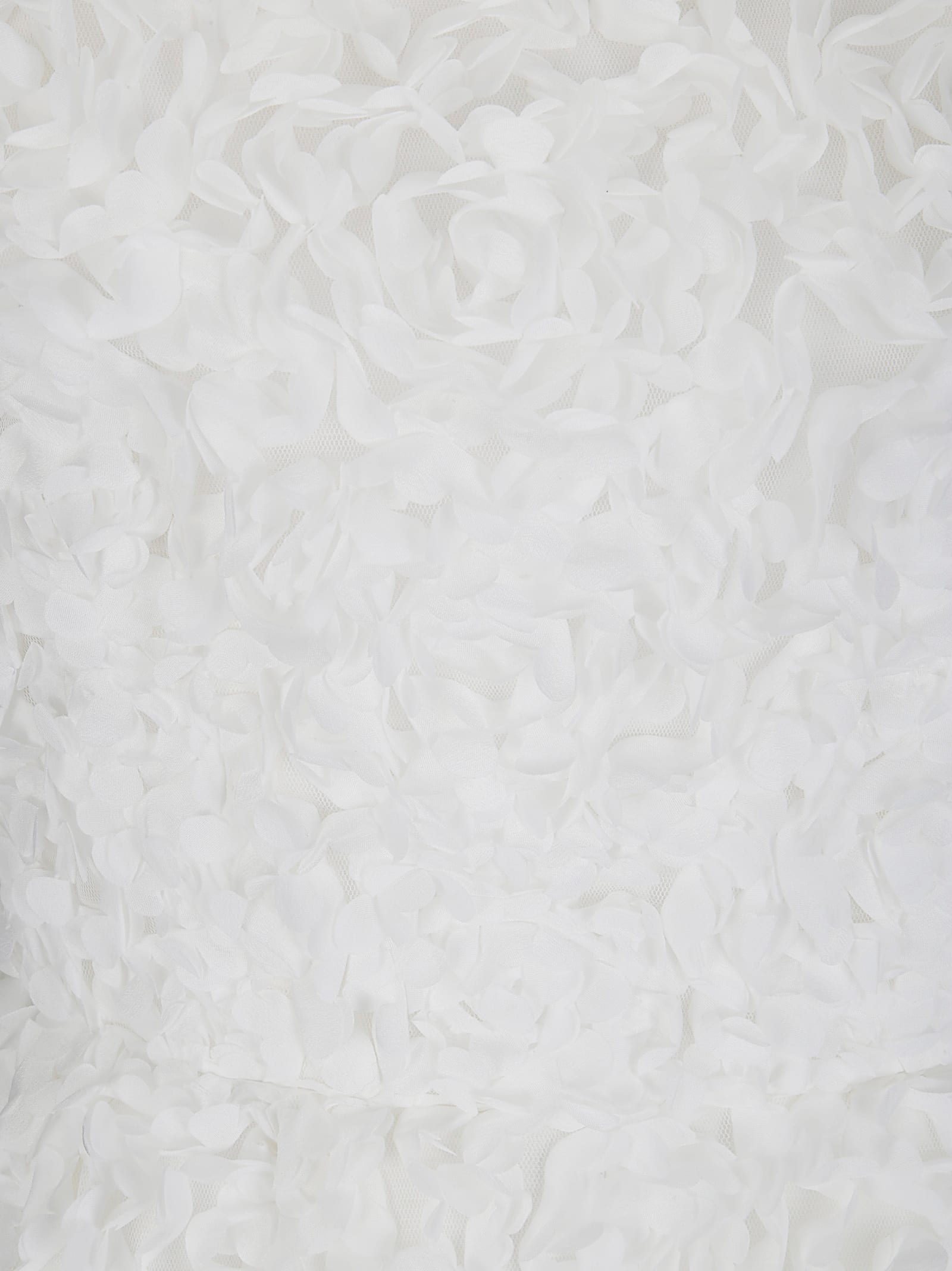 Comme Des Garçons Tulle Flower Tape Embroidery Midi Dress In White