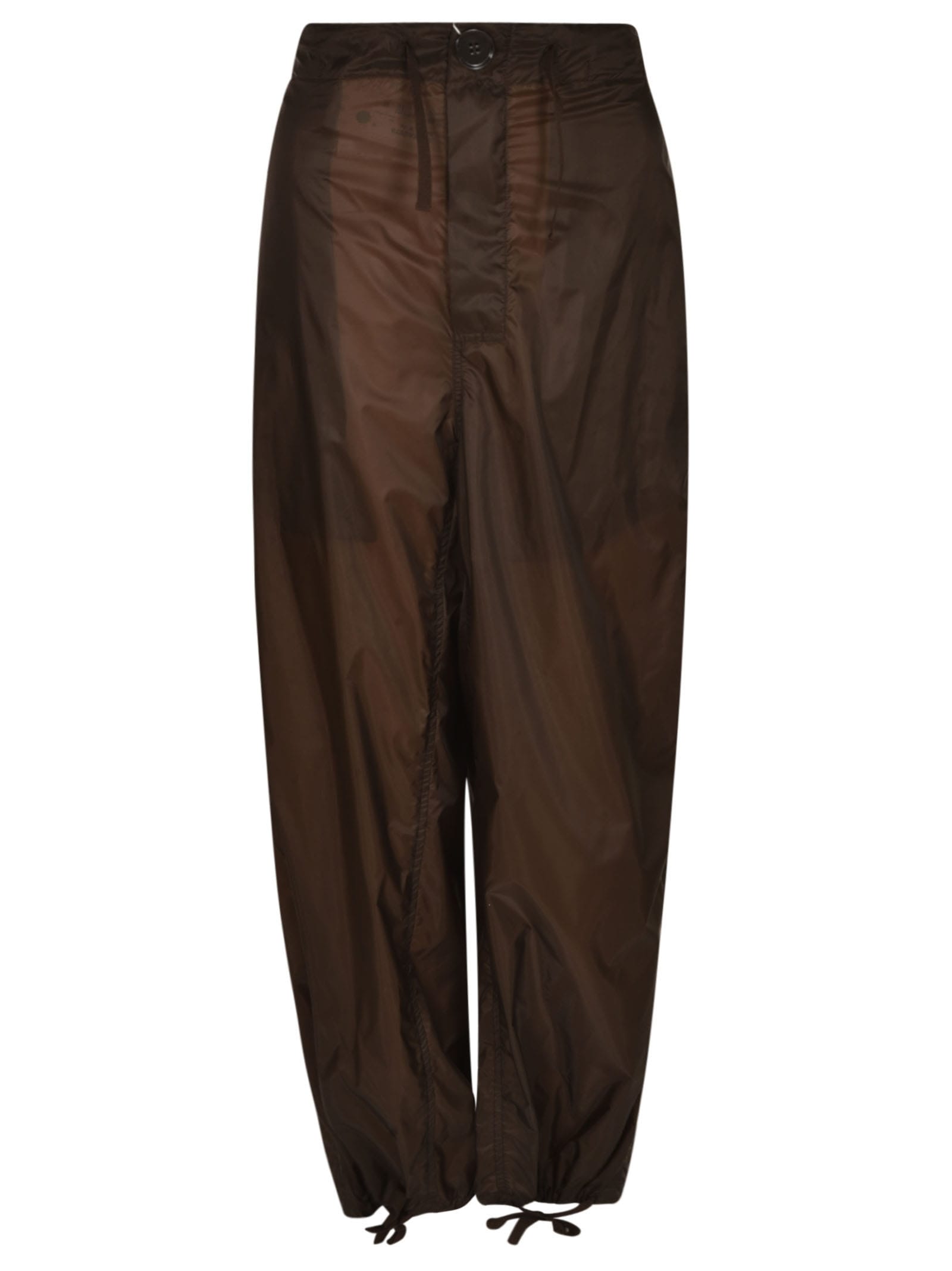 Maison Margiela Wide Leg Drawstring Cuff Trousers In Brown
