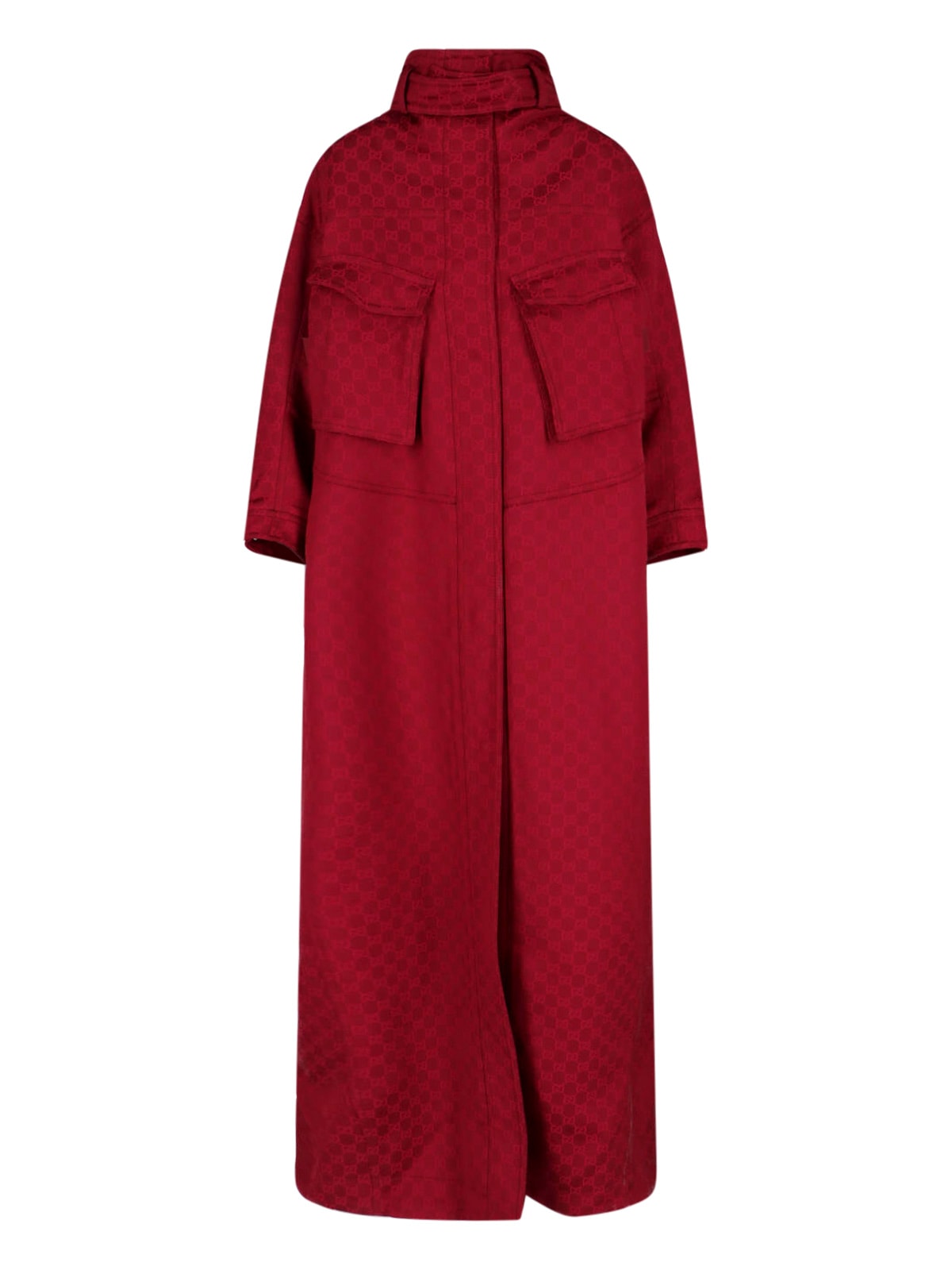 Gucci Gg Jacquard Fabric Coat In Red