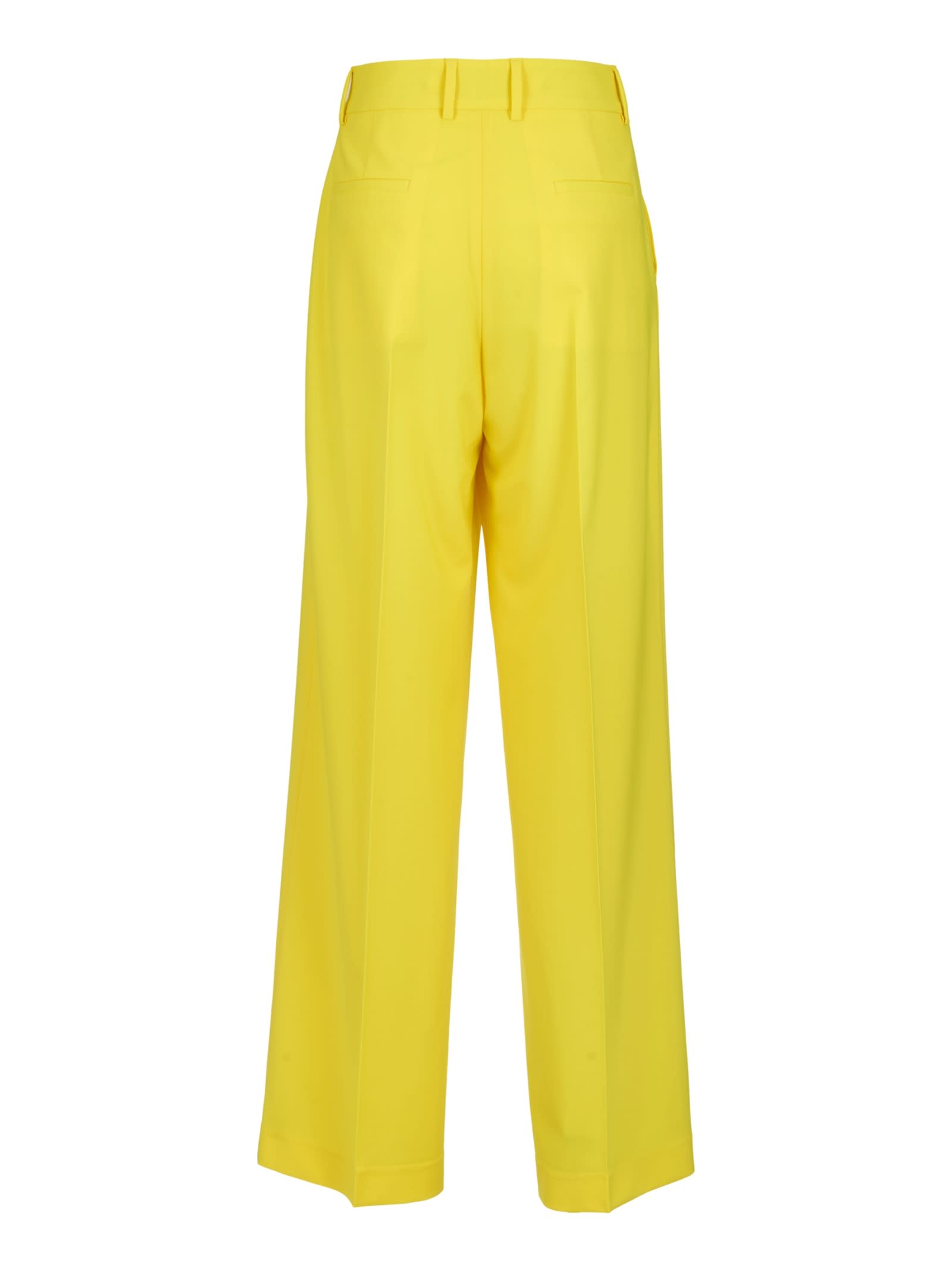 Shop Msgm Straight Concealed Trousers In Yellow