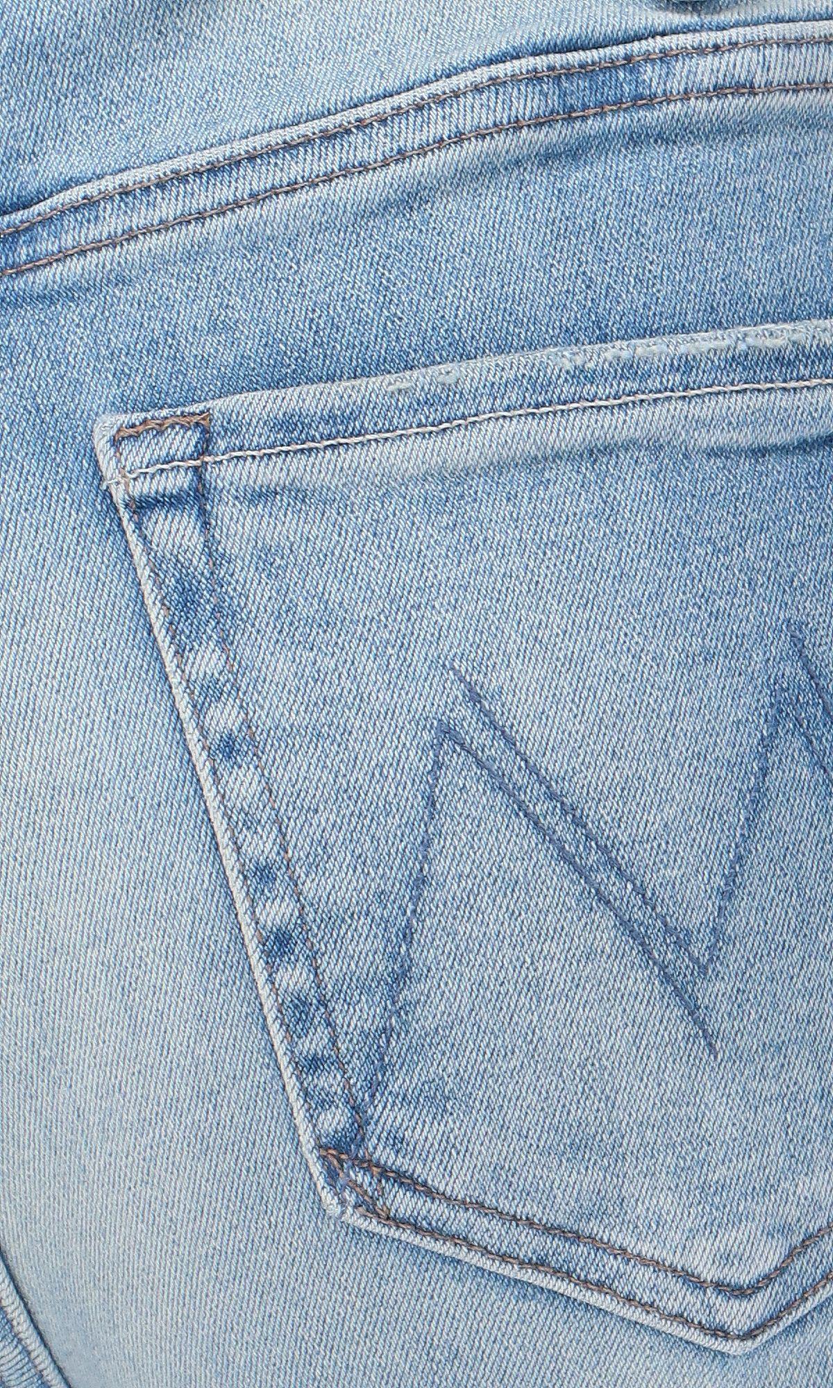 Shop Mother The Hustler Ankle Fray Jeans In Blu Denim
