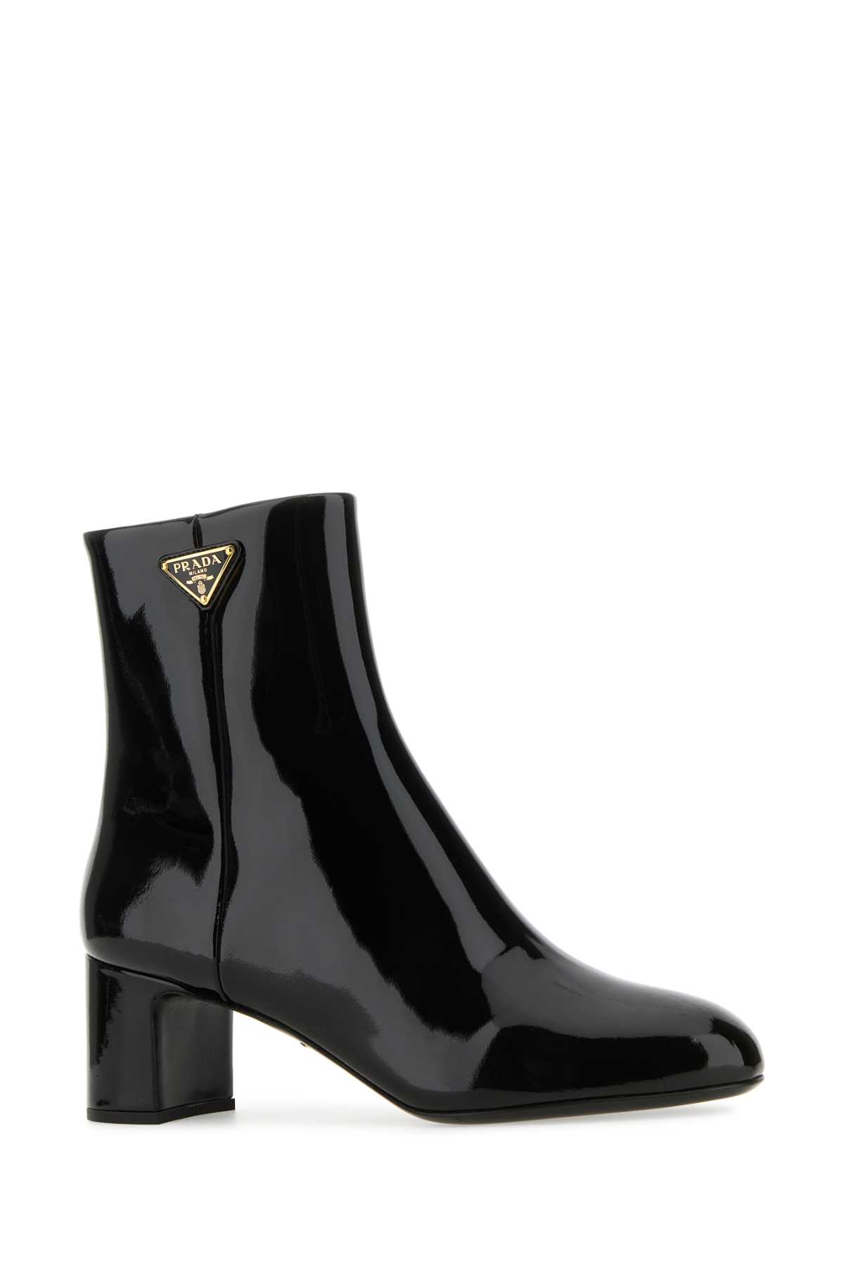 Prada Black Leather Ankle Boots In Nero