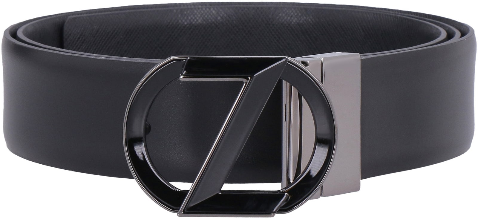 Shop Z Zegna Reversible Leather Belt In Black