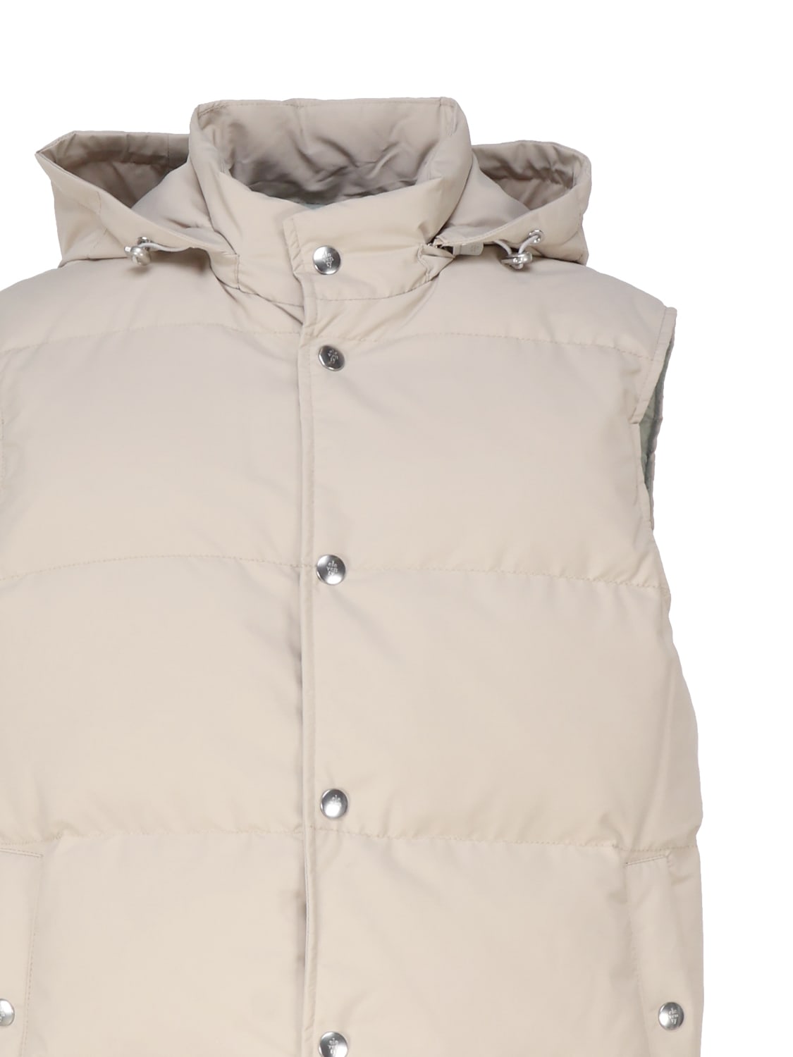 Shop Eleventy Padded Vest With Hood In Beige