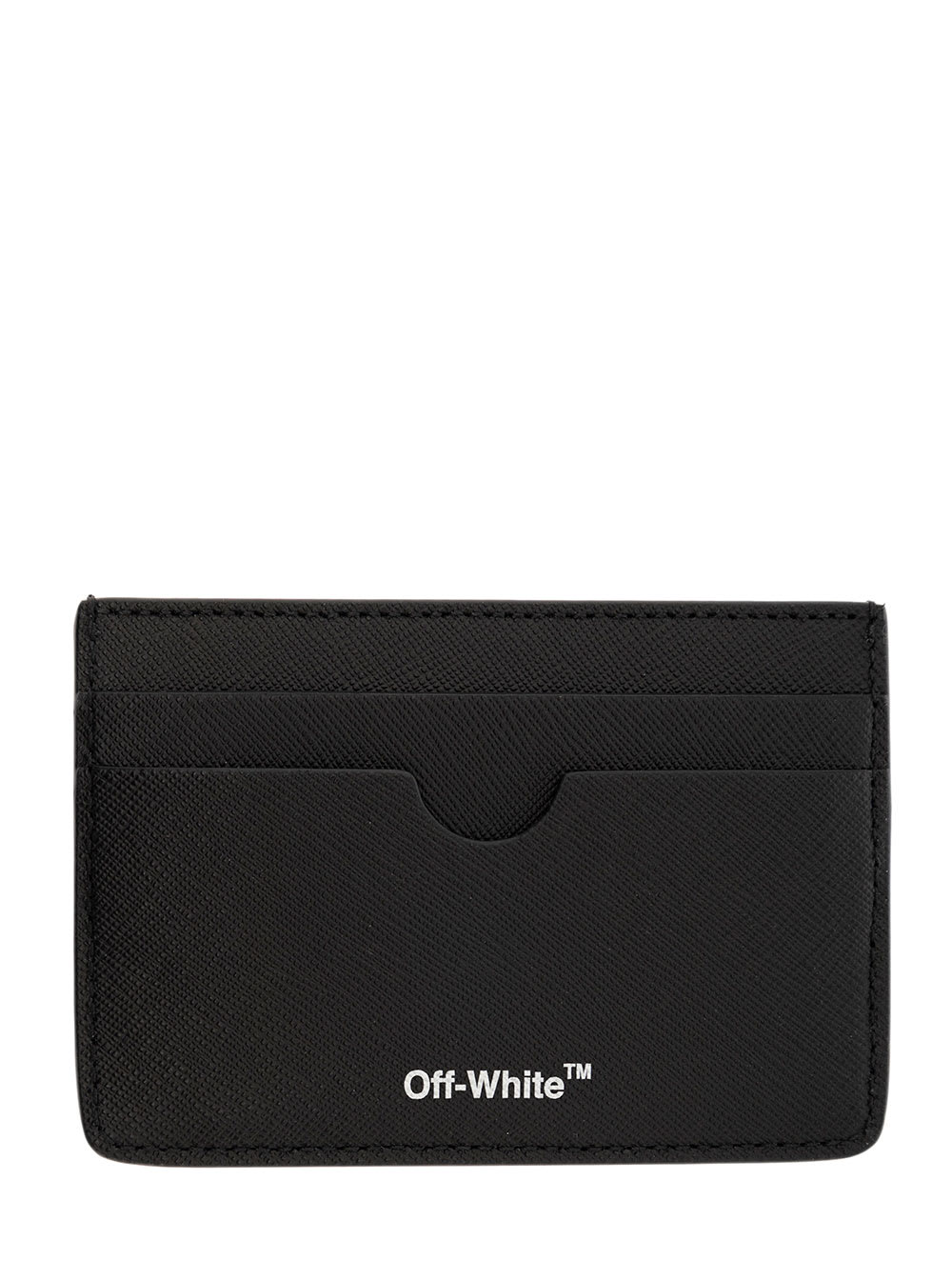 Black Leather Binder Diag Cardholder Off-white