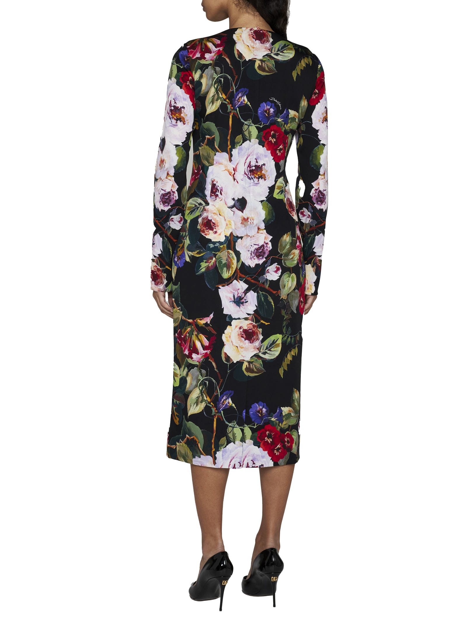 Shop Dolce & Gabbana Dress In Roseto Fdo Nero