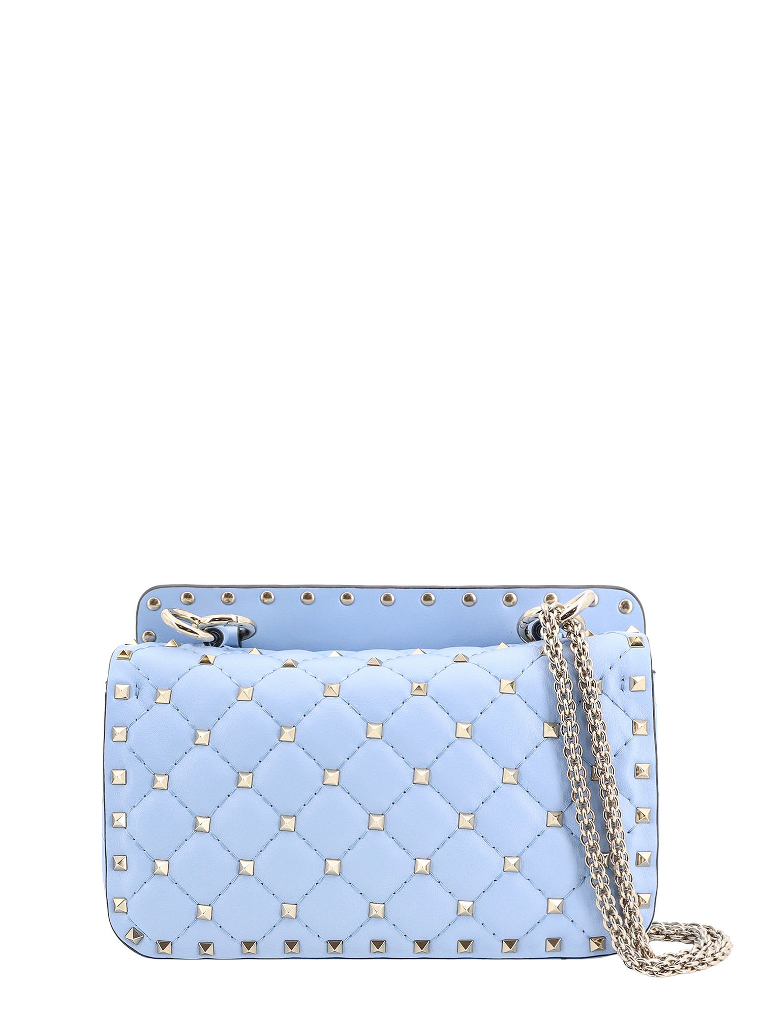 Shop Valentino Rockstud Spike Shoulder Strap In Popeline Blue