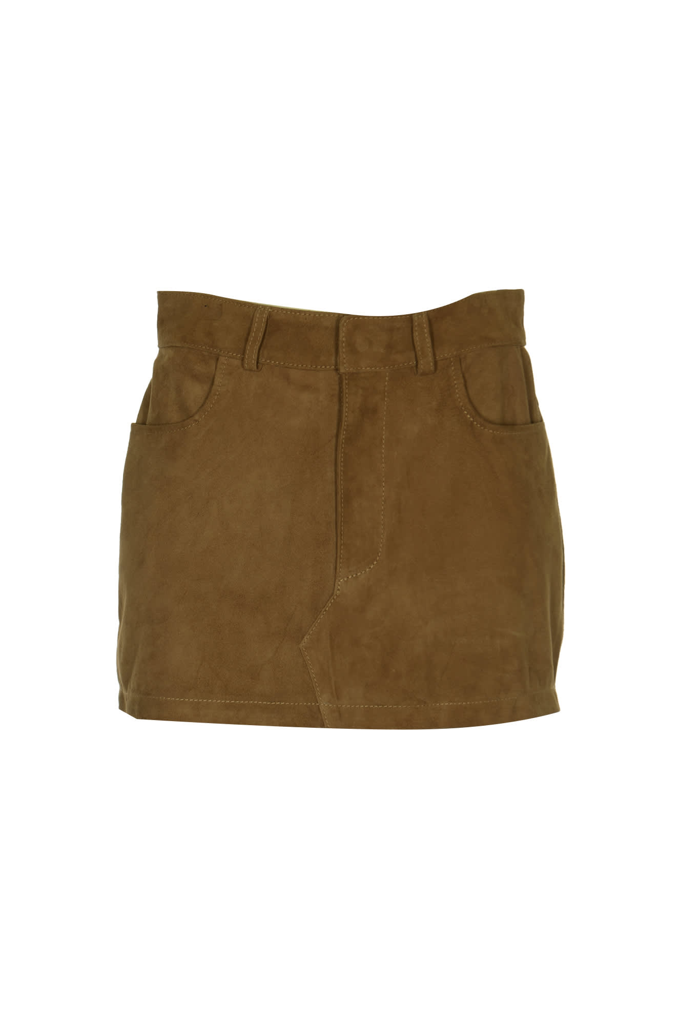 Shop Dfour 5 Pockets Short Skirt In Taupe