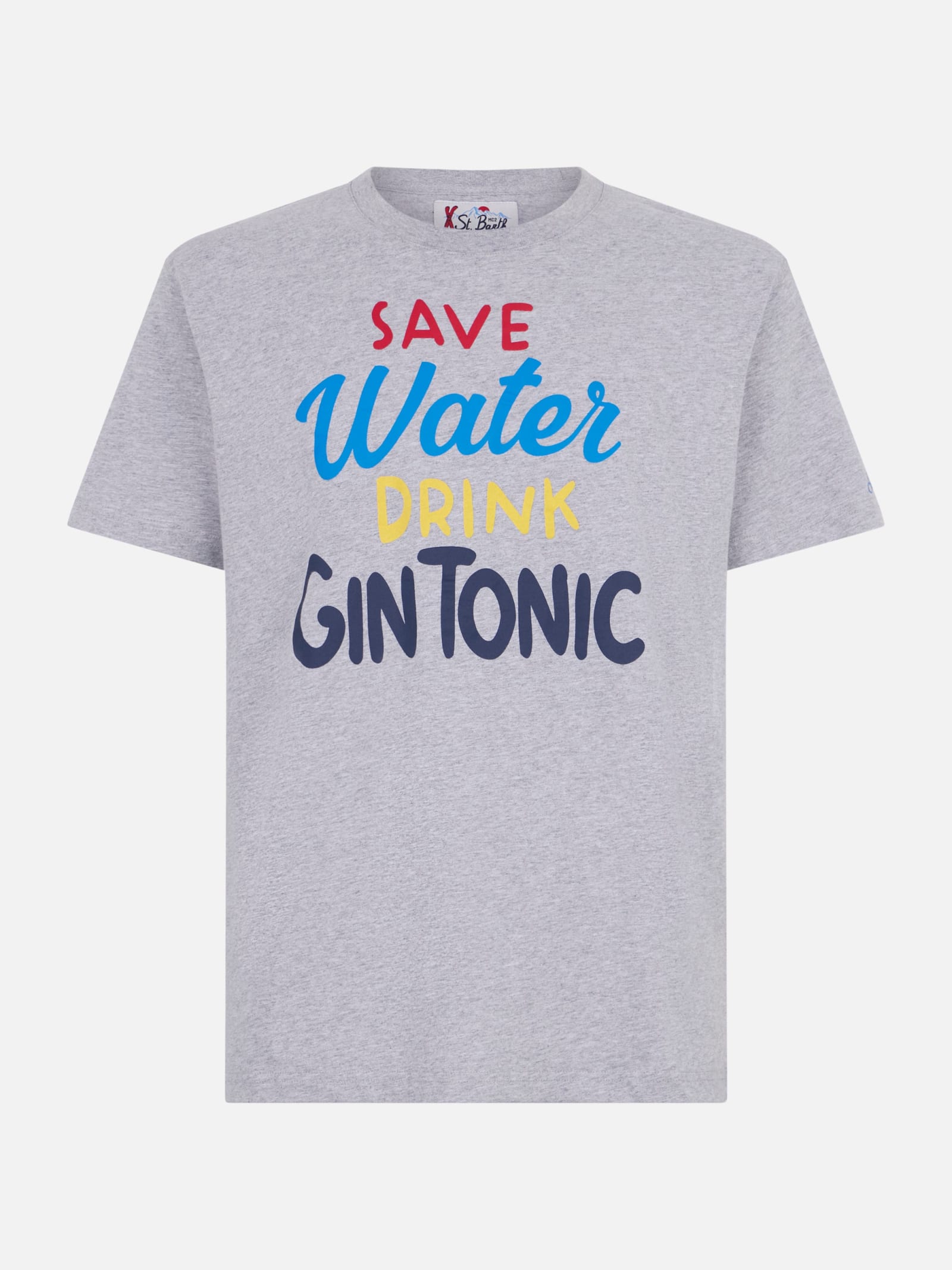 MC2 SAINT BARTH MAN HEAVY COTTON T-SHIRT WITH GIN TONIC PRINT