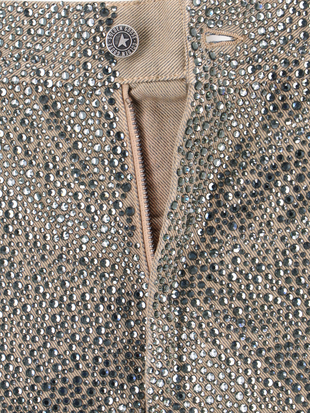 Golden Goose Straight-leg Pants With Gradient Crystal Embellishment In Gold