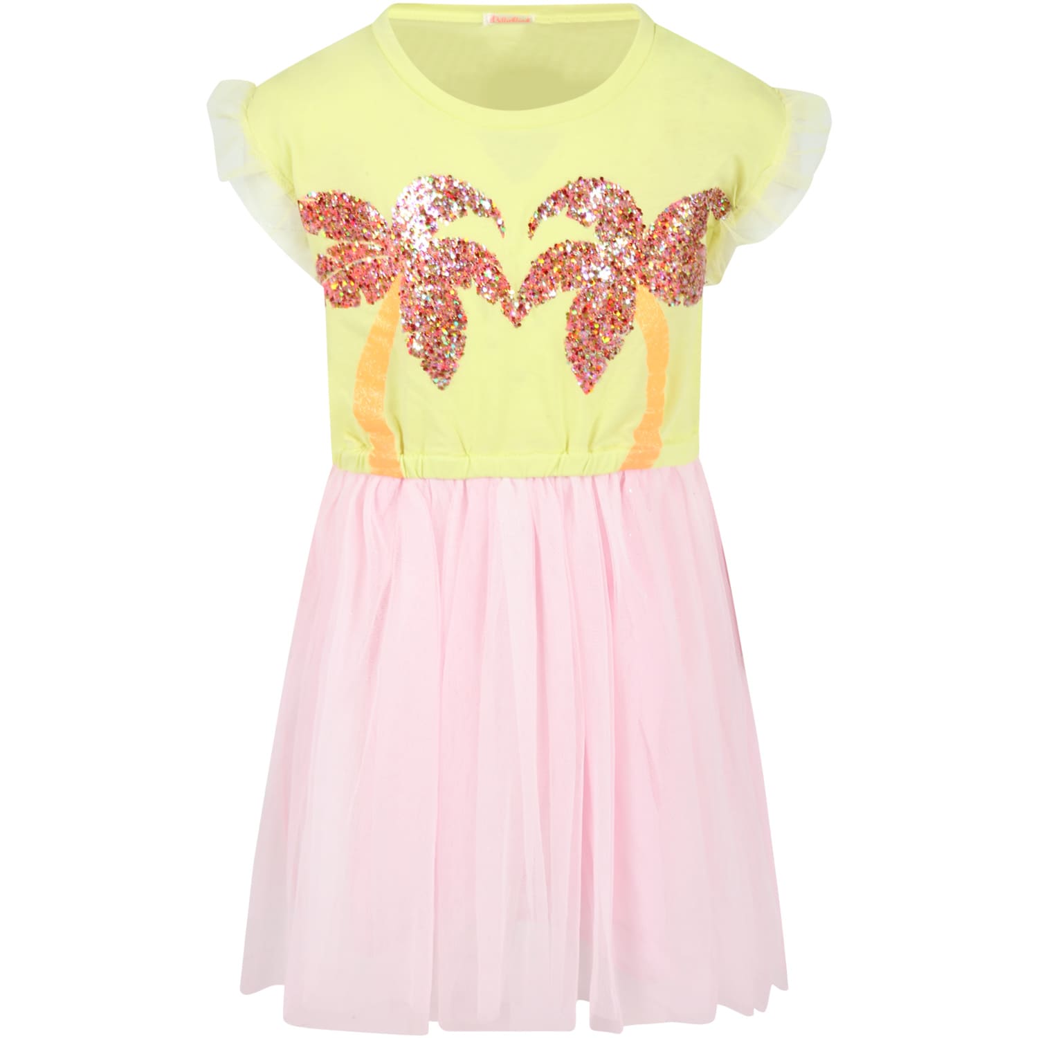 Billieblush Multicolor Dress For Girl With Palms