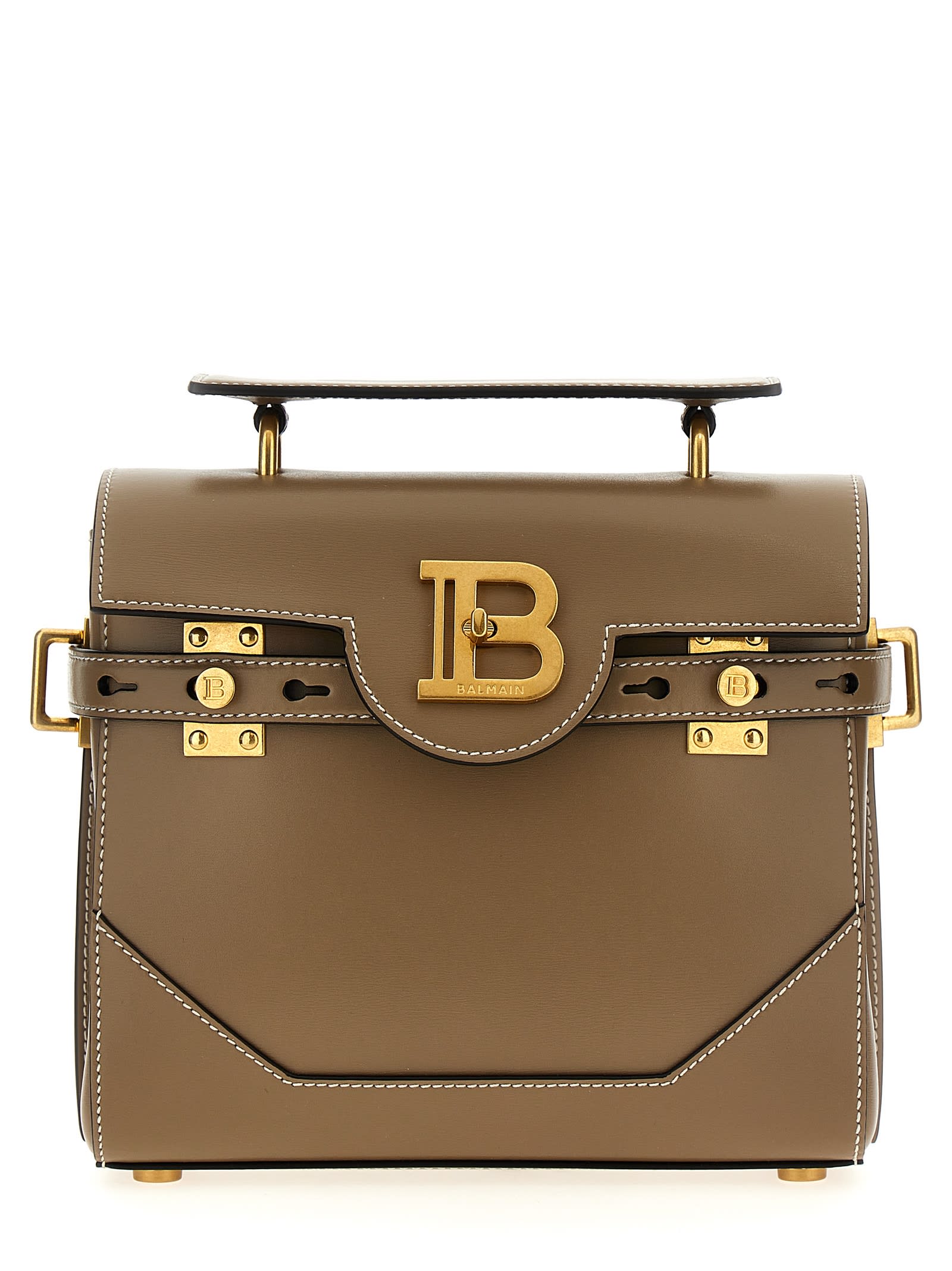 Shop Balmain B-buzz 23 Handbag In Beige