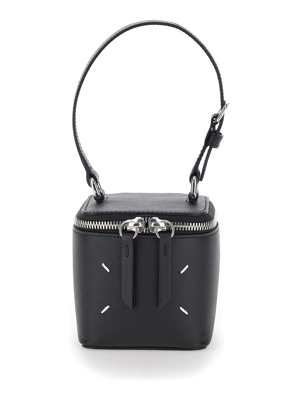Shop Maison Margiela Mini Box Black Handbag With Four Stitches In Leather Woman