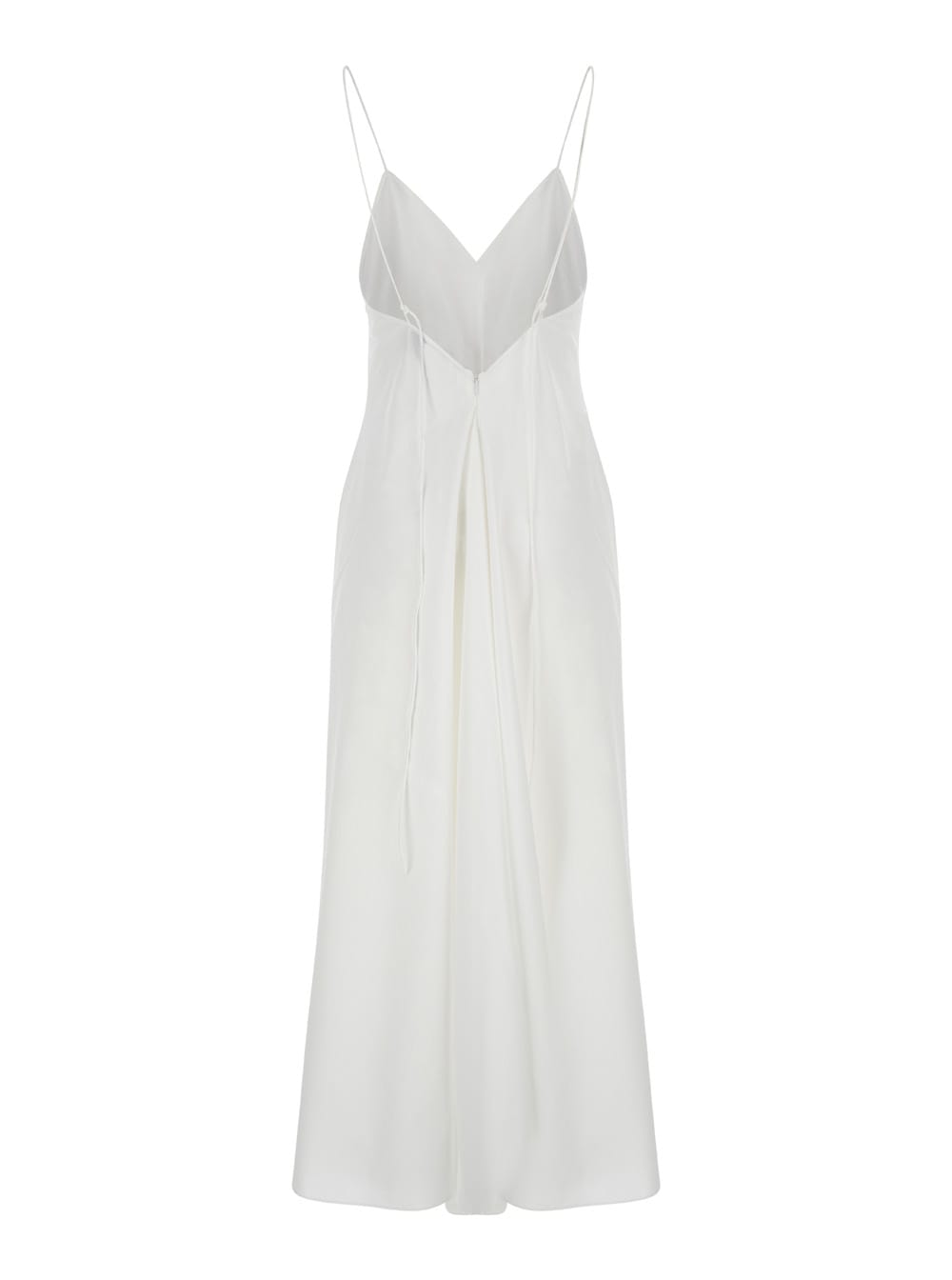 Shop Rohe White Long Dress With V Neckline In Cotton Woman