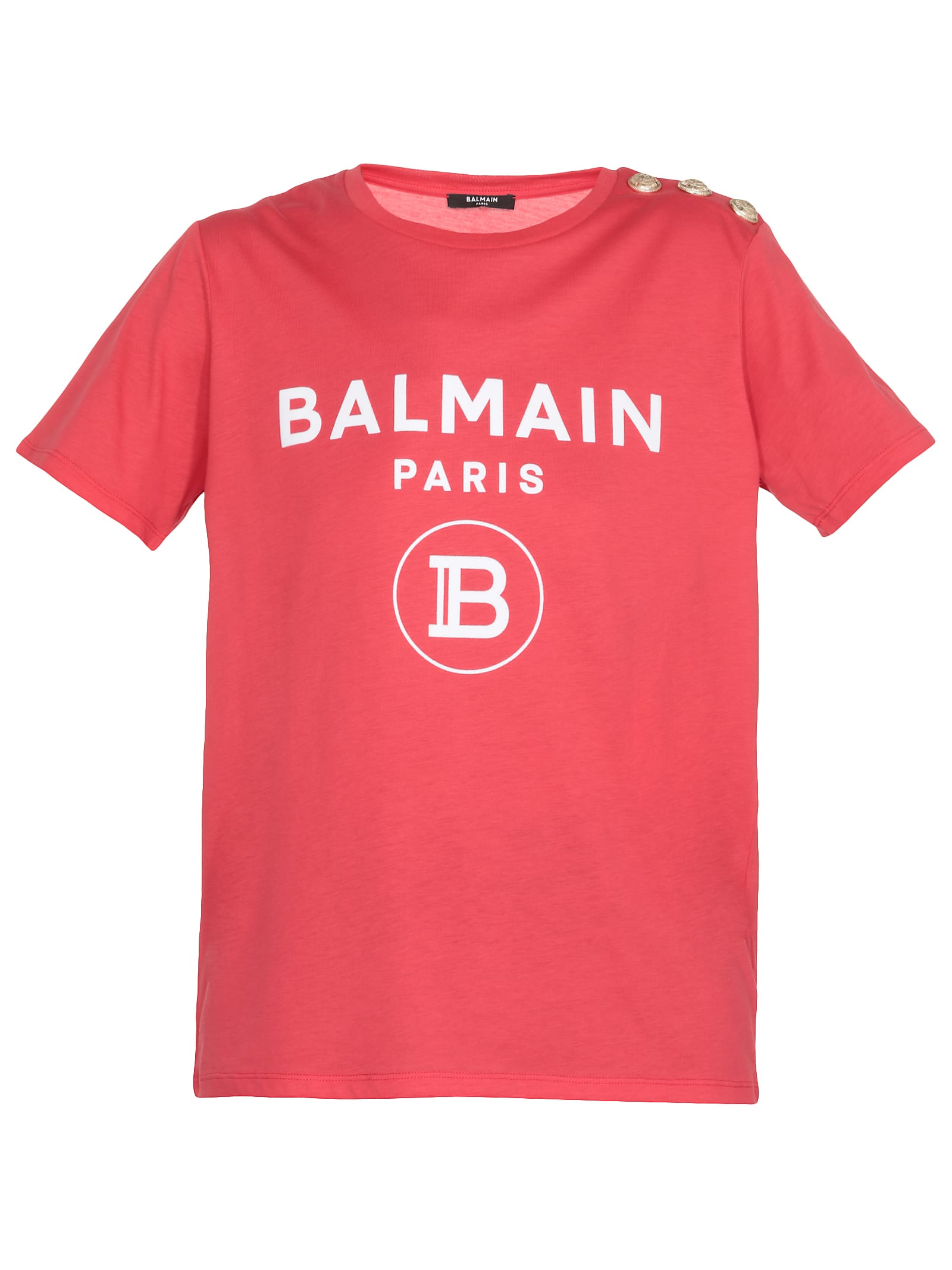Balmain Logo T-shirt In Fuschia/blanc
