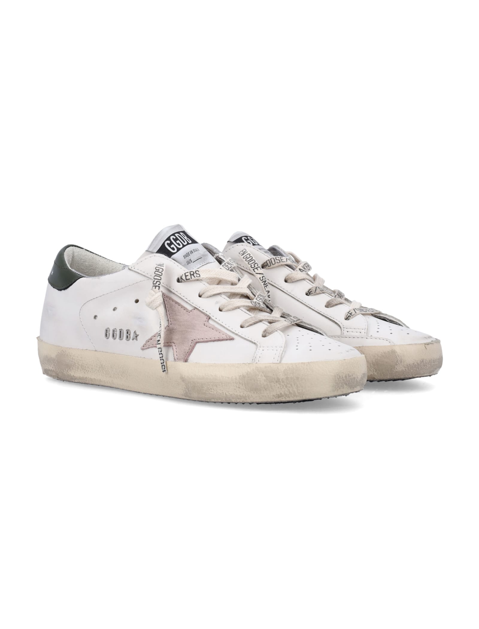 Shop Golden Goose Superstar Sneakers In White Pink Green