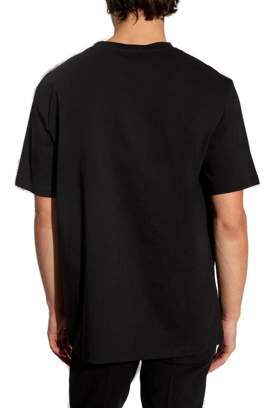Shop Balmain Logo Printed Crewneck T-shirt In Nero E Bianco