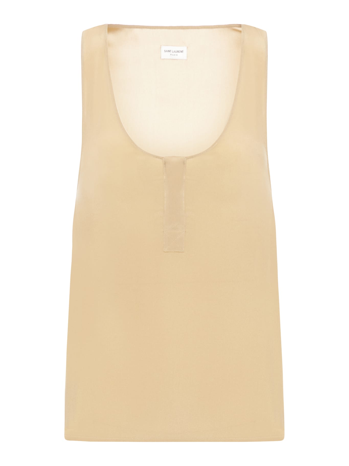 Shop Saint Laurent Top Crepe De Chine De Soie In Beige Rose