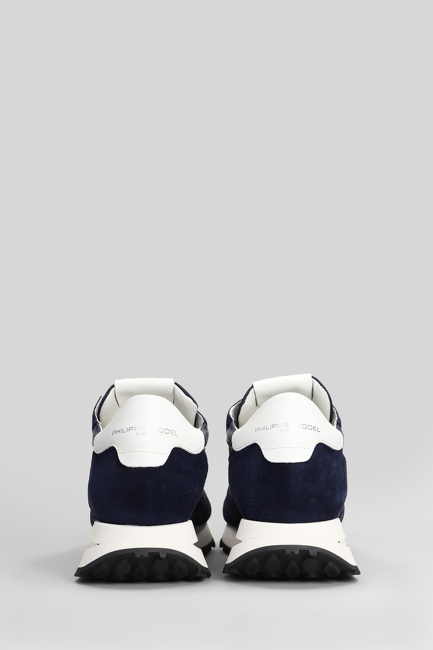 Philippe Model Tropez Haute Low Sneakers In Blue Suede And Fabric In Blue