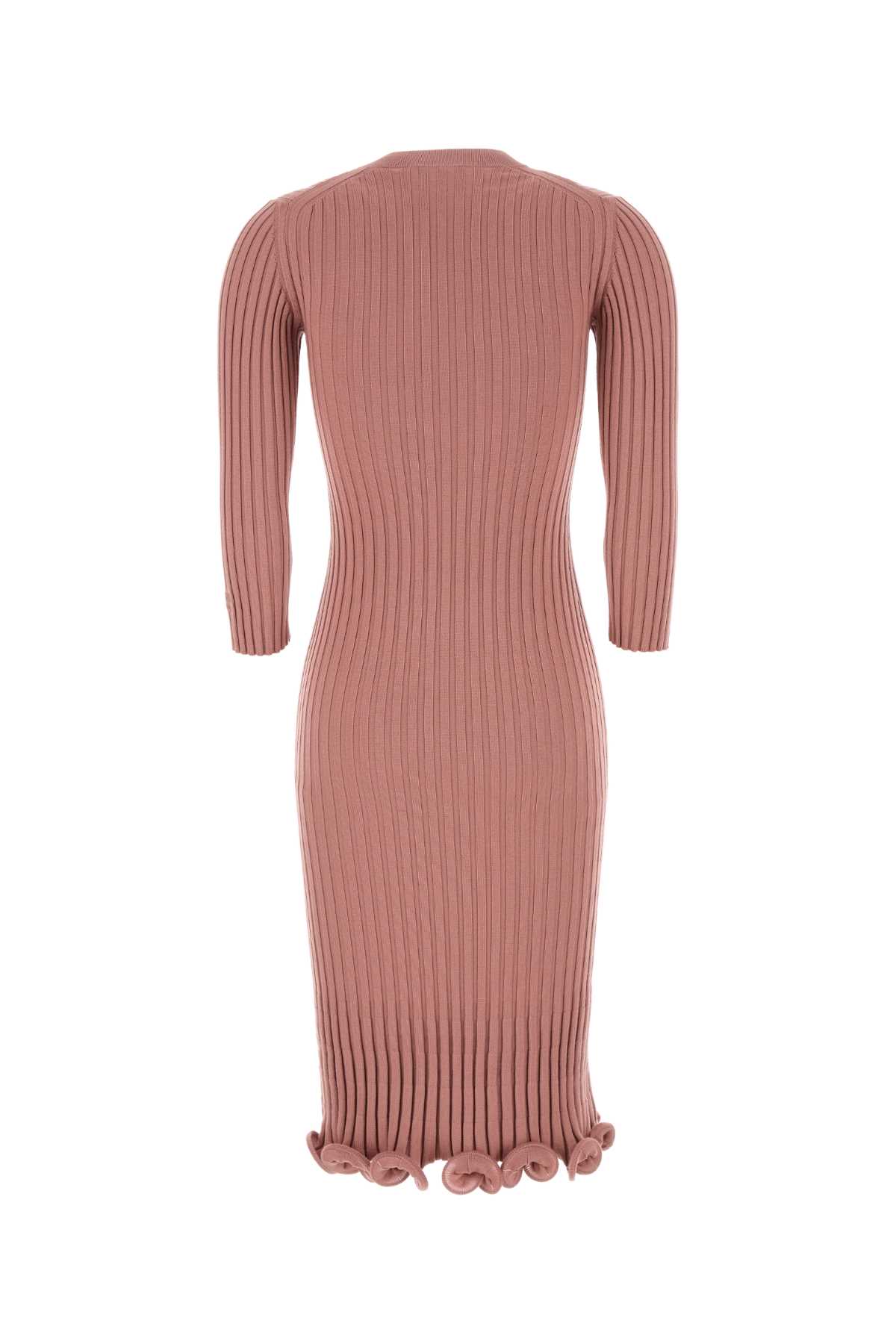 Fendi Stretch Wool Blend Dress With Ruffled Hem In Pink