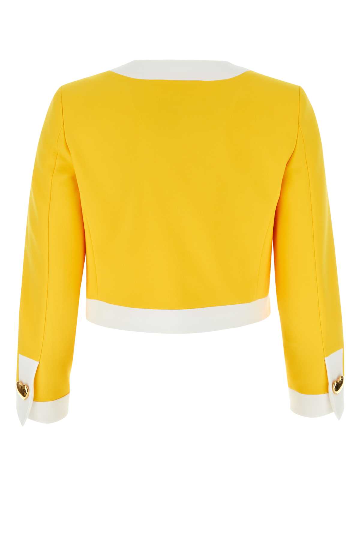 Moschino Yellow Stretch Jersey Blazer In Fantasiagiallo