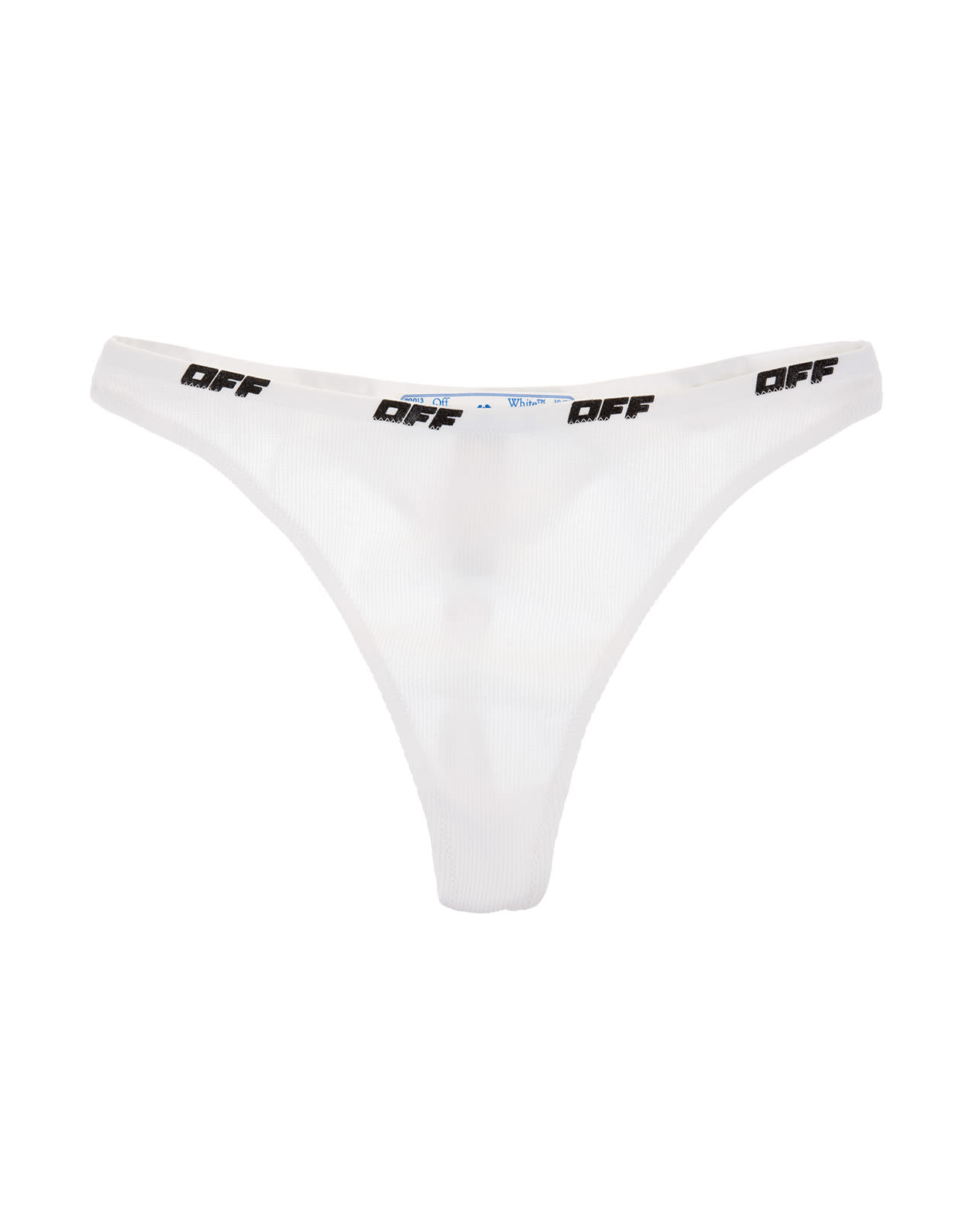 Off-White White Ribbed Thong With Logo Profile