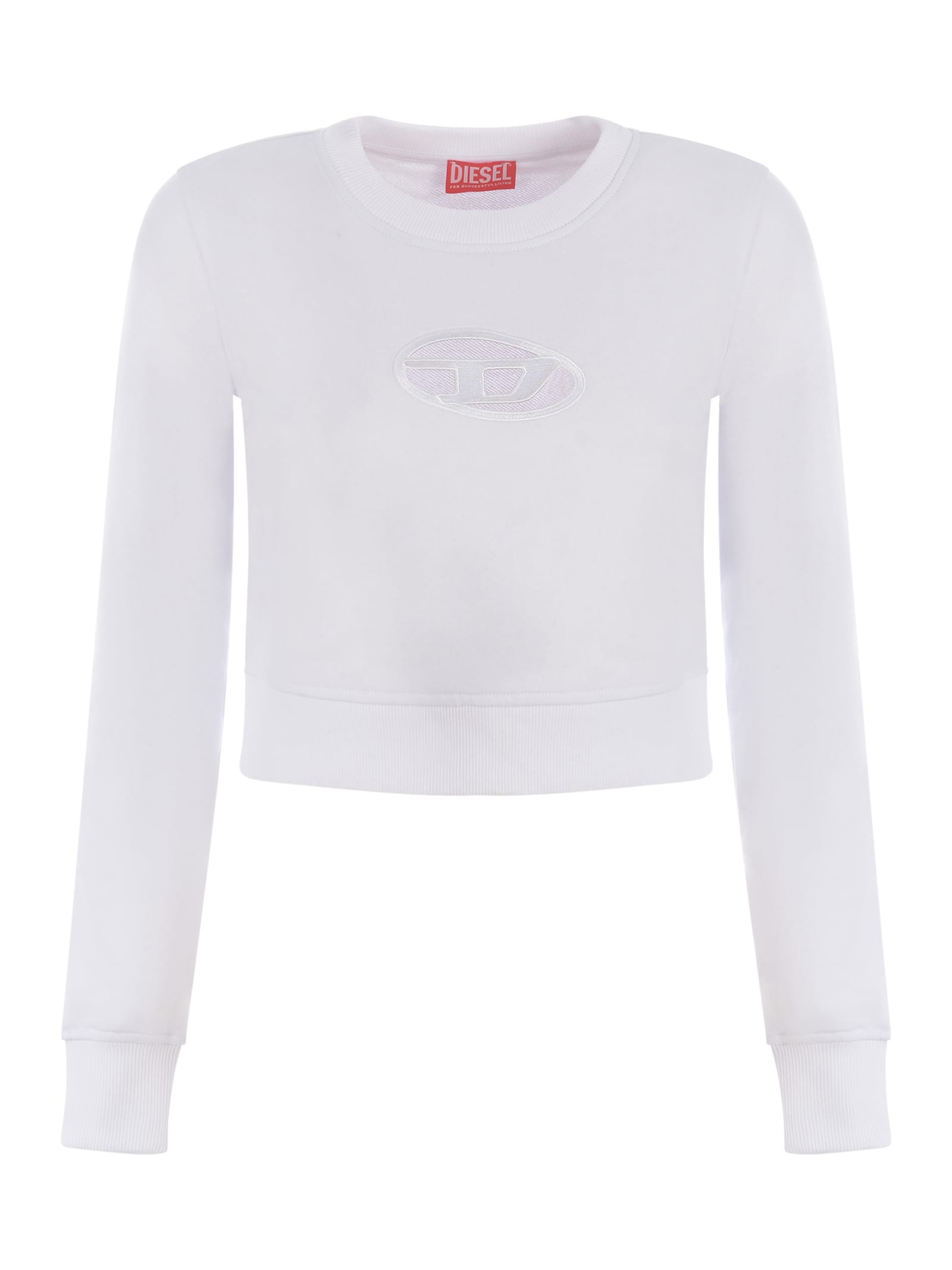 F-slimmy-od Felpa White Cropped Sweatshirt With Cut-out Oval-d - F Slimmy Od