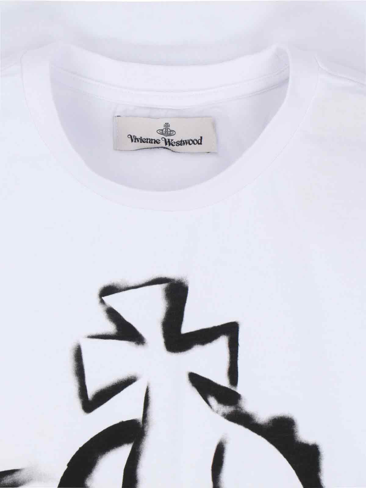 Vivienne Westwood White Crewneck T-shirt With Maxi Orb Logo Print On The Front In White