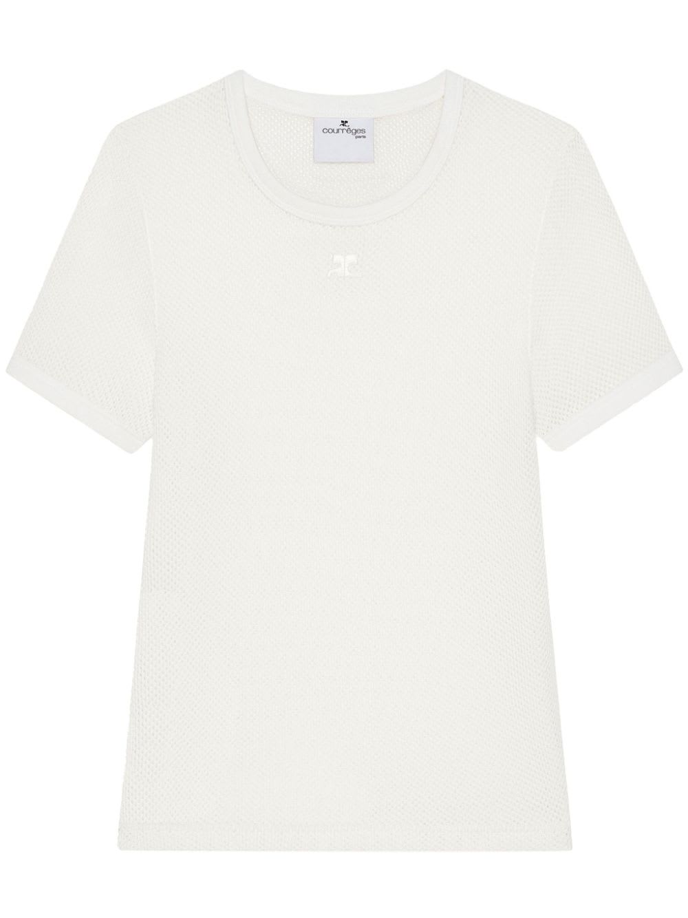Courrèges Logo Patch Short Sleeves T-shirt In White