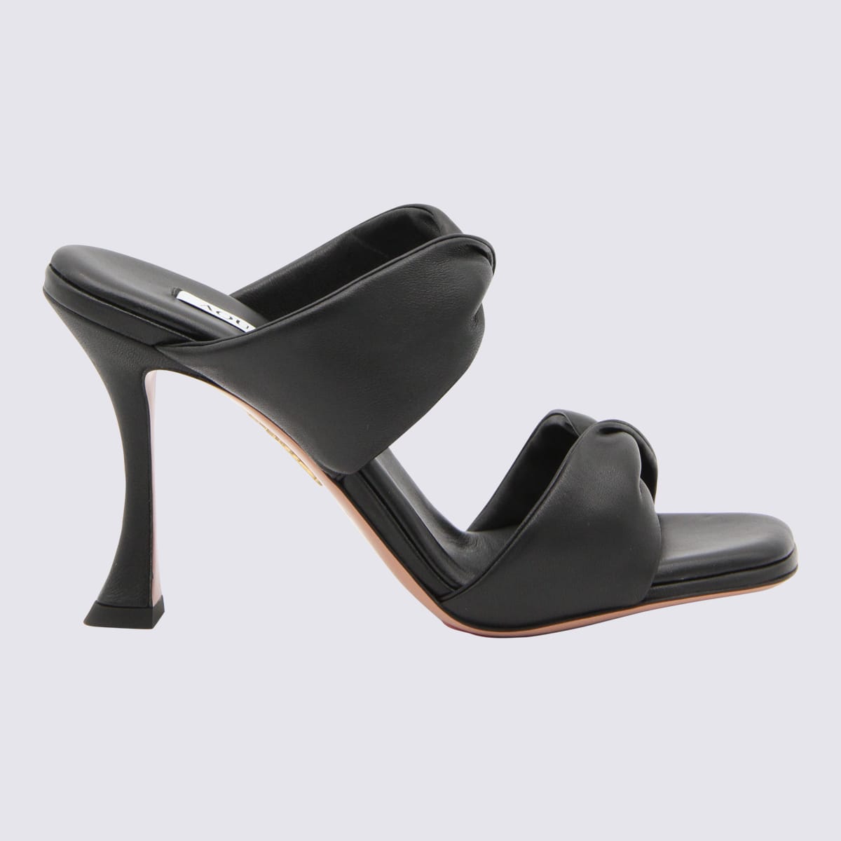 Shop Aquazzura Black Leather Twist Sandals