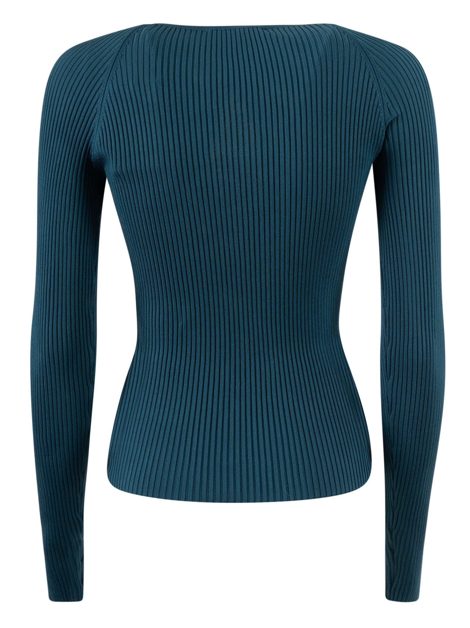 Shop Coperni Twisted Cut-out Knit Top In Peacock