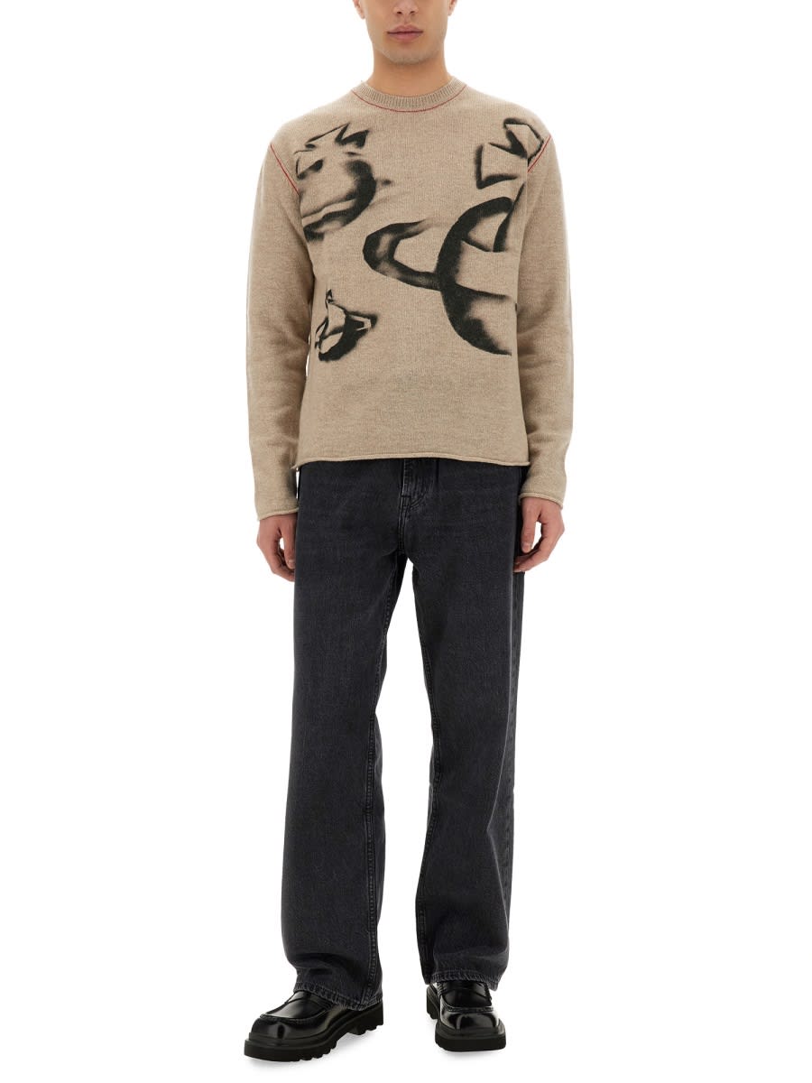 Vivienne Westwood "orbit" Crew Neck Sweater In Beige