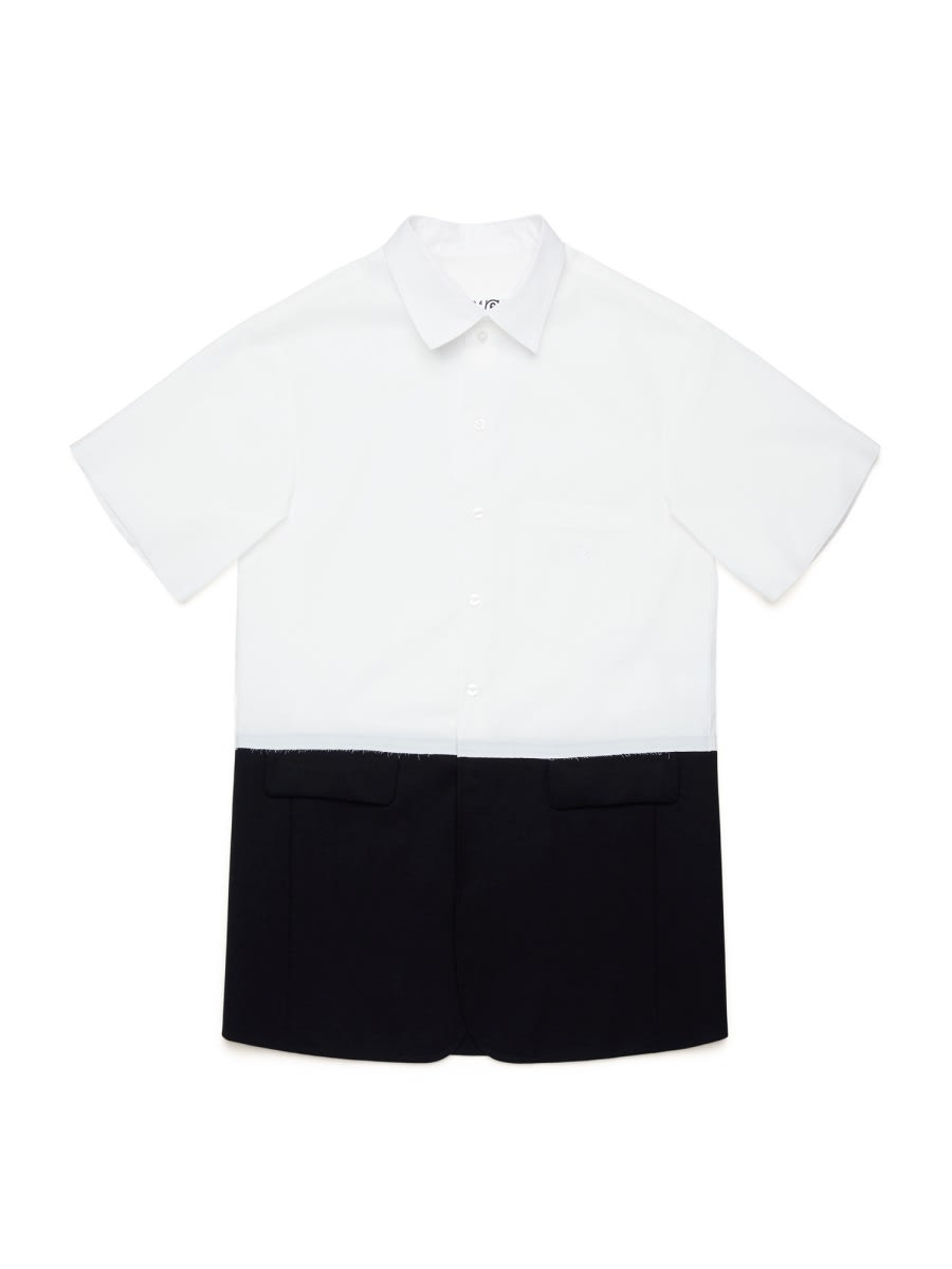 Mm6 Maison Margiela Two-tone Short-sleeve Dress In Multicolour