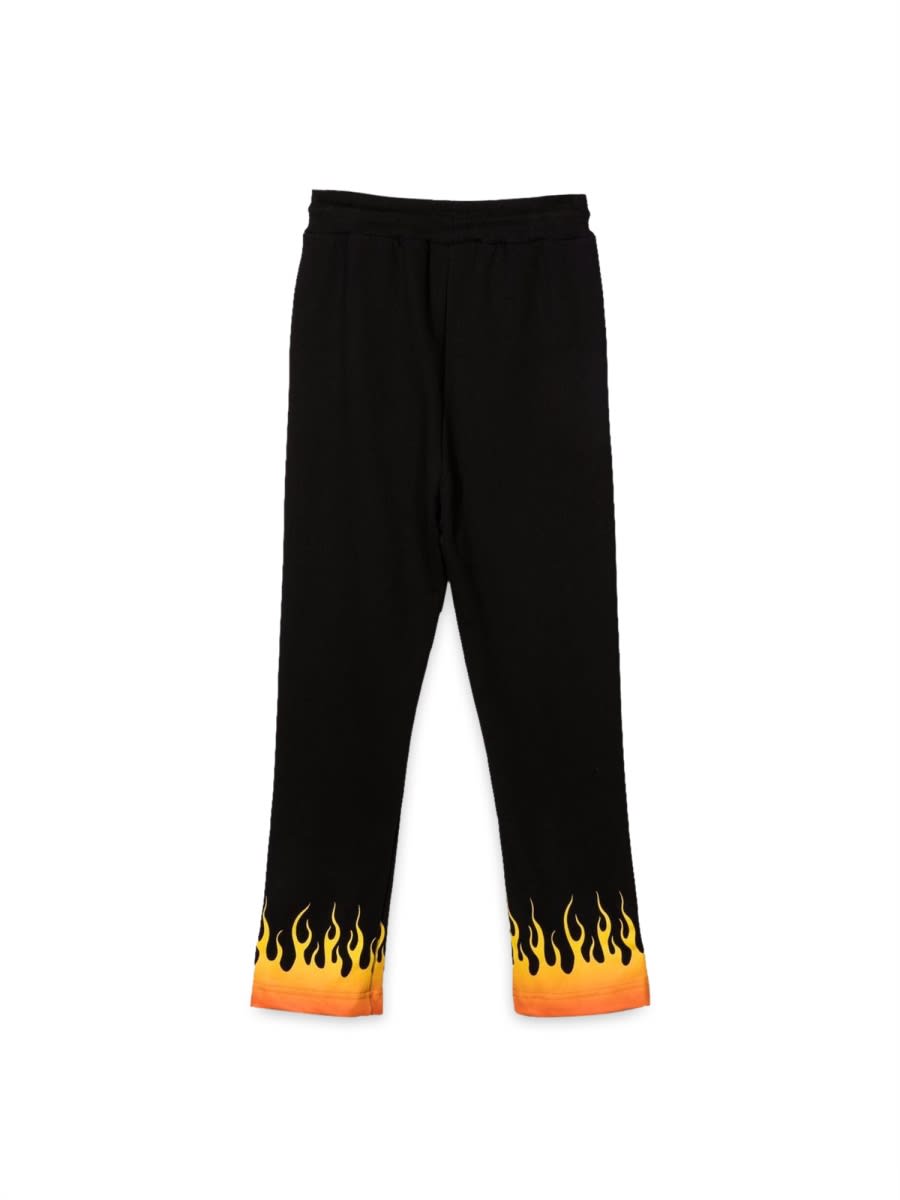 Vision Of Super Black Pants With Red Shaded Flames In Black