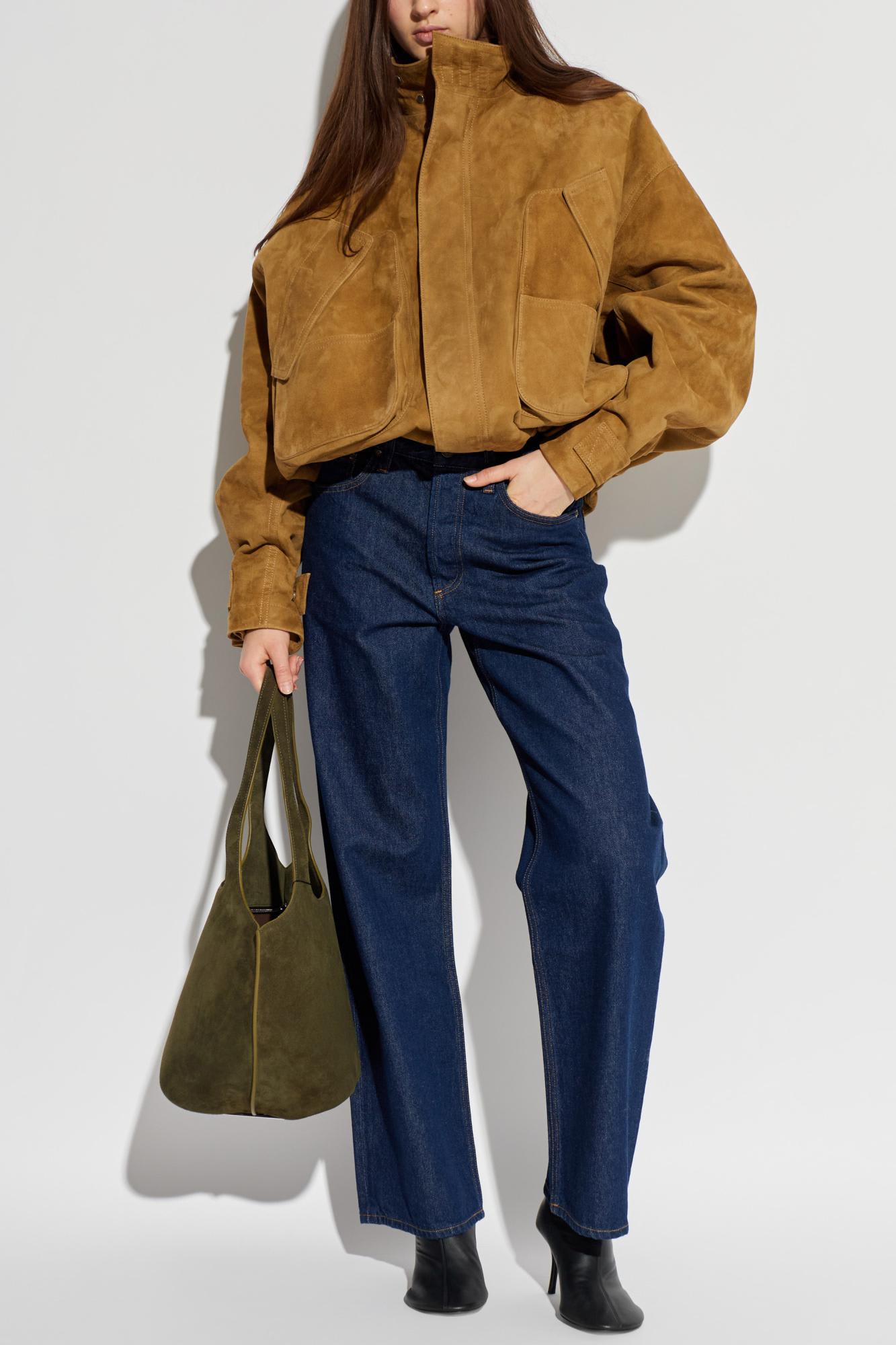 Attico The Leather Jacket In Brown